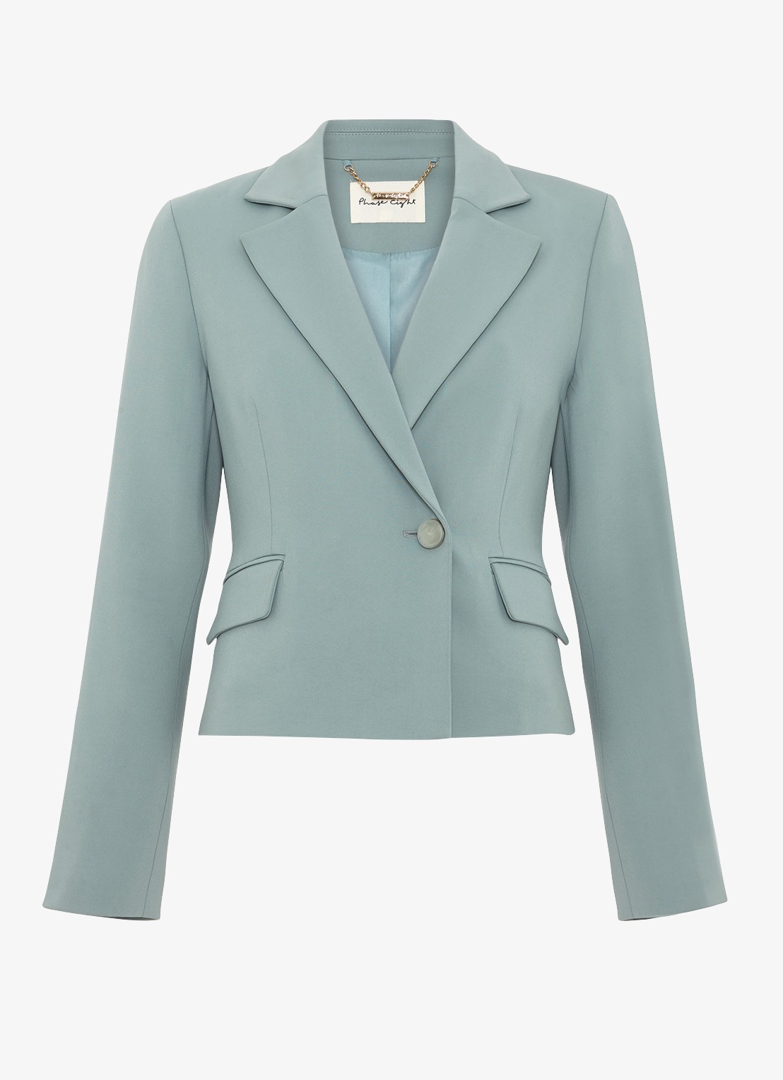 Phase Eight Bowen cropped blazer met klepzakken - voorkant lichtblauw