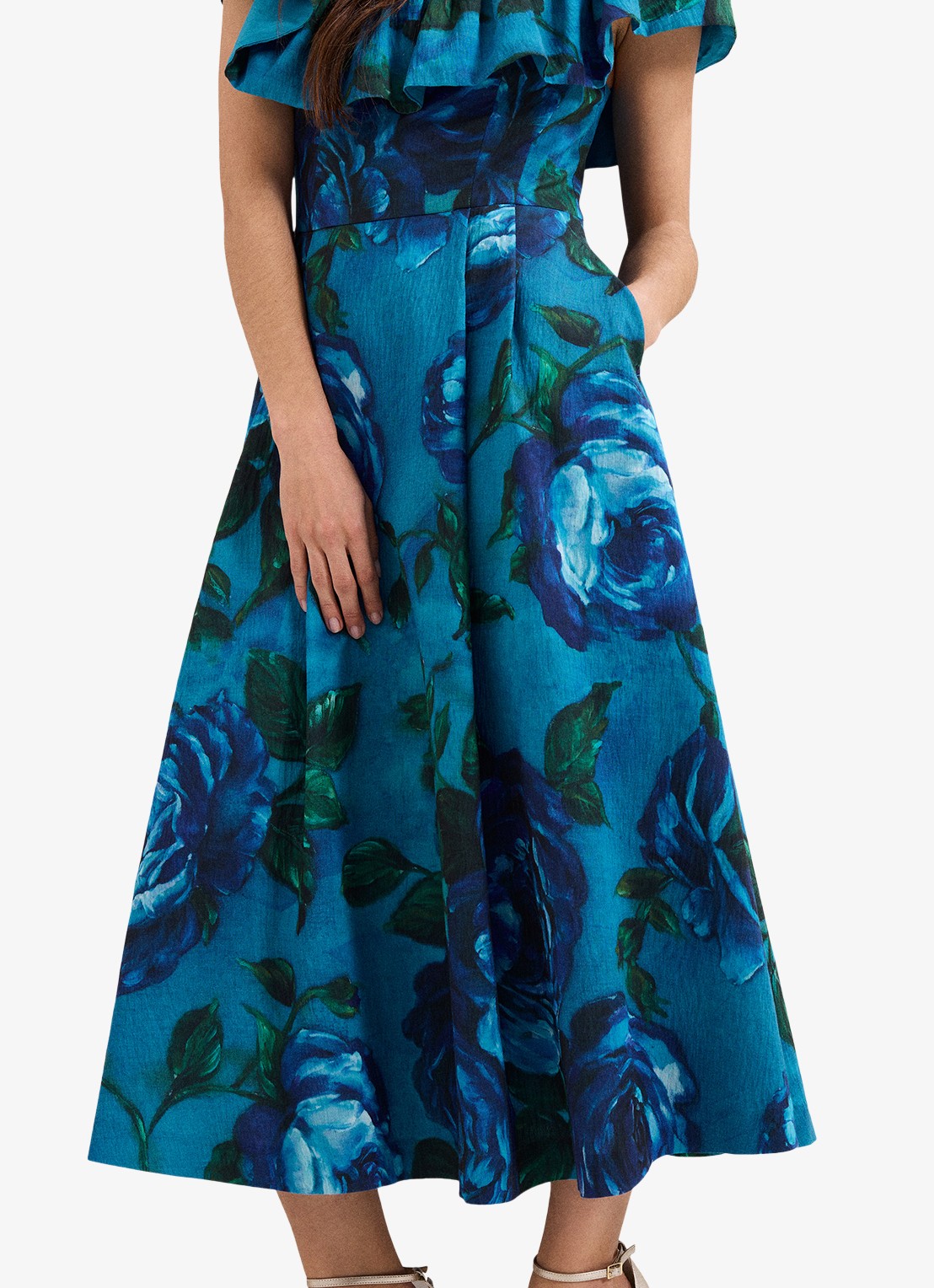 Phase Eight Brianne midi jurk met bloemenprint - detail 6 donkerblauw