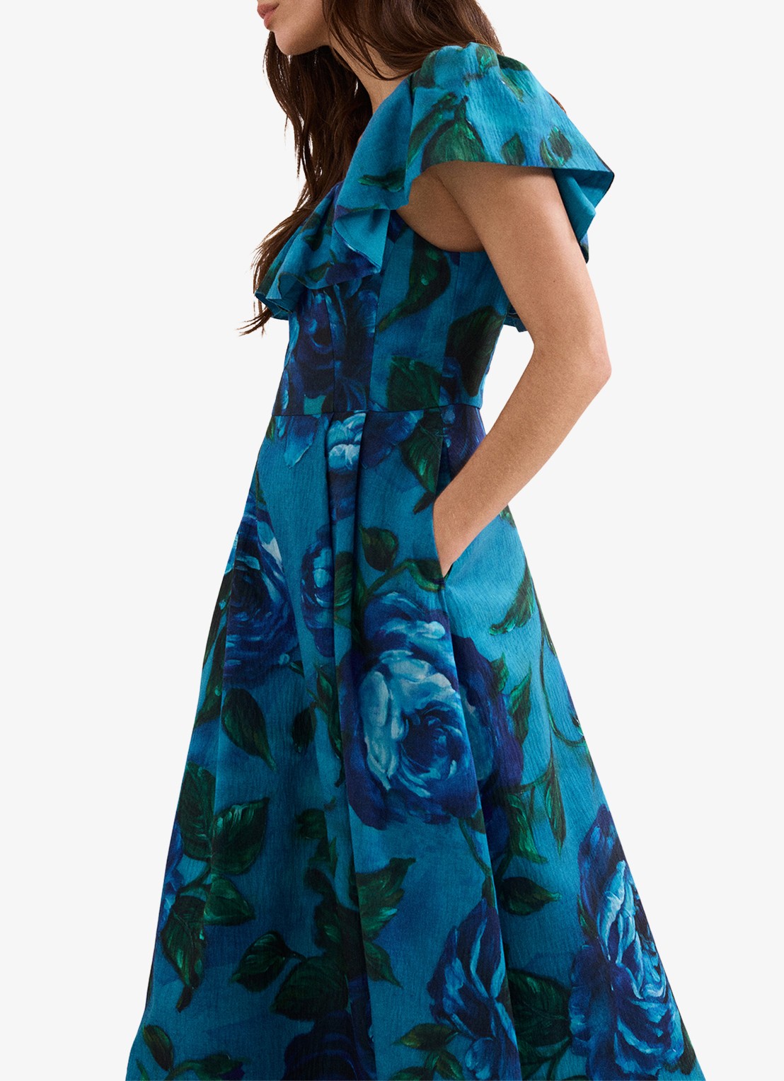 Phase Eight Brianne midi jurk met bloemenprint - detail 7 donkerblauw