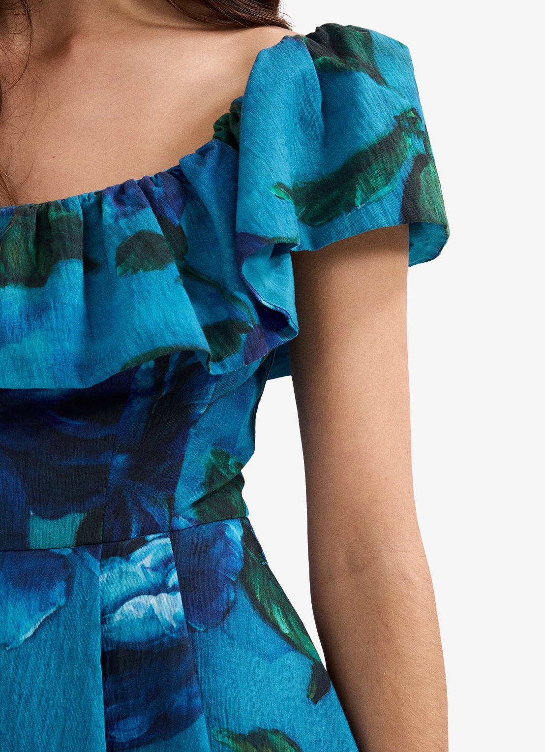 Phase Eight Brianne midi jurk met bloemenprint - detail 8 donkerblauw