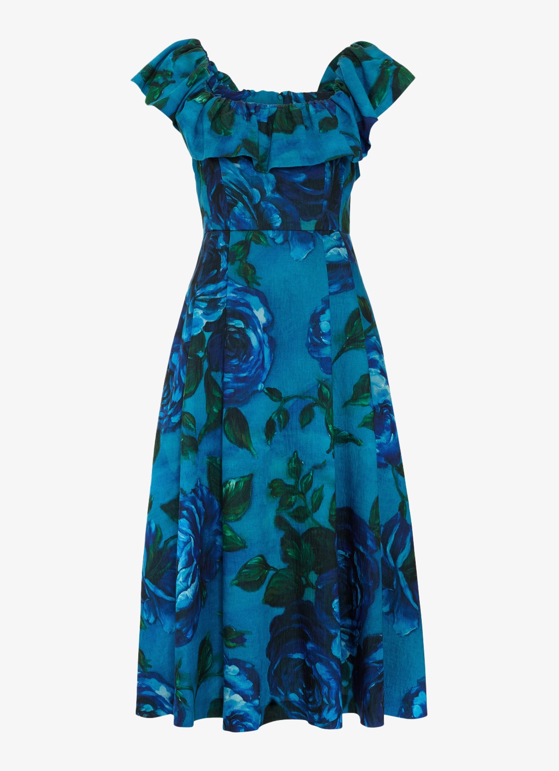 Phase Eight Brianne midi jurk met bloemenprint - voorkant 2 donkerblauw