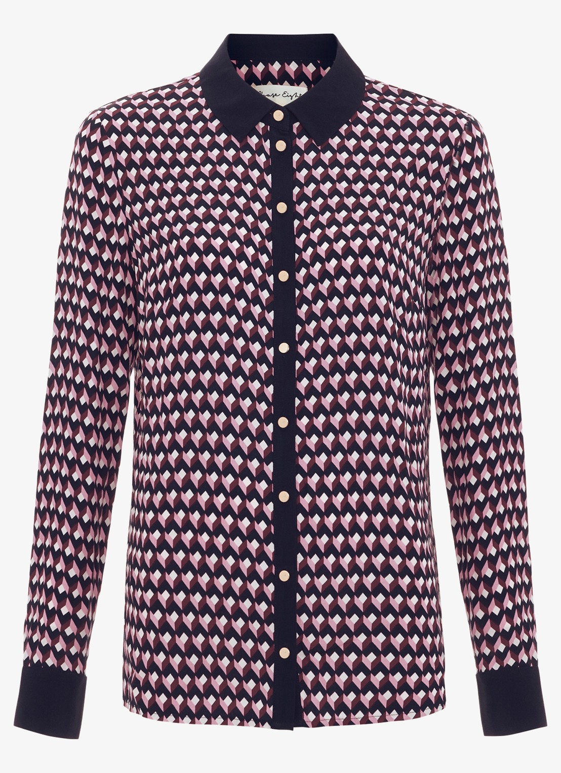 Phase Eight Briar blouse met grafische print - voorkant donkerblauw