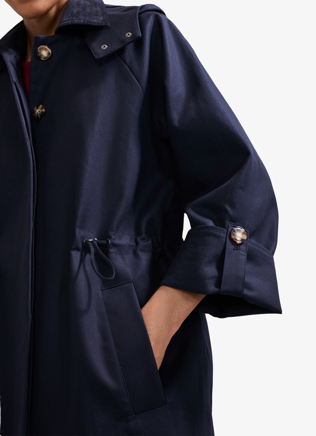 Phase Eight Broddie mantel met capuchon - detail 5 donkerblauw