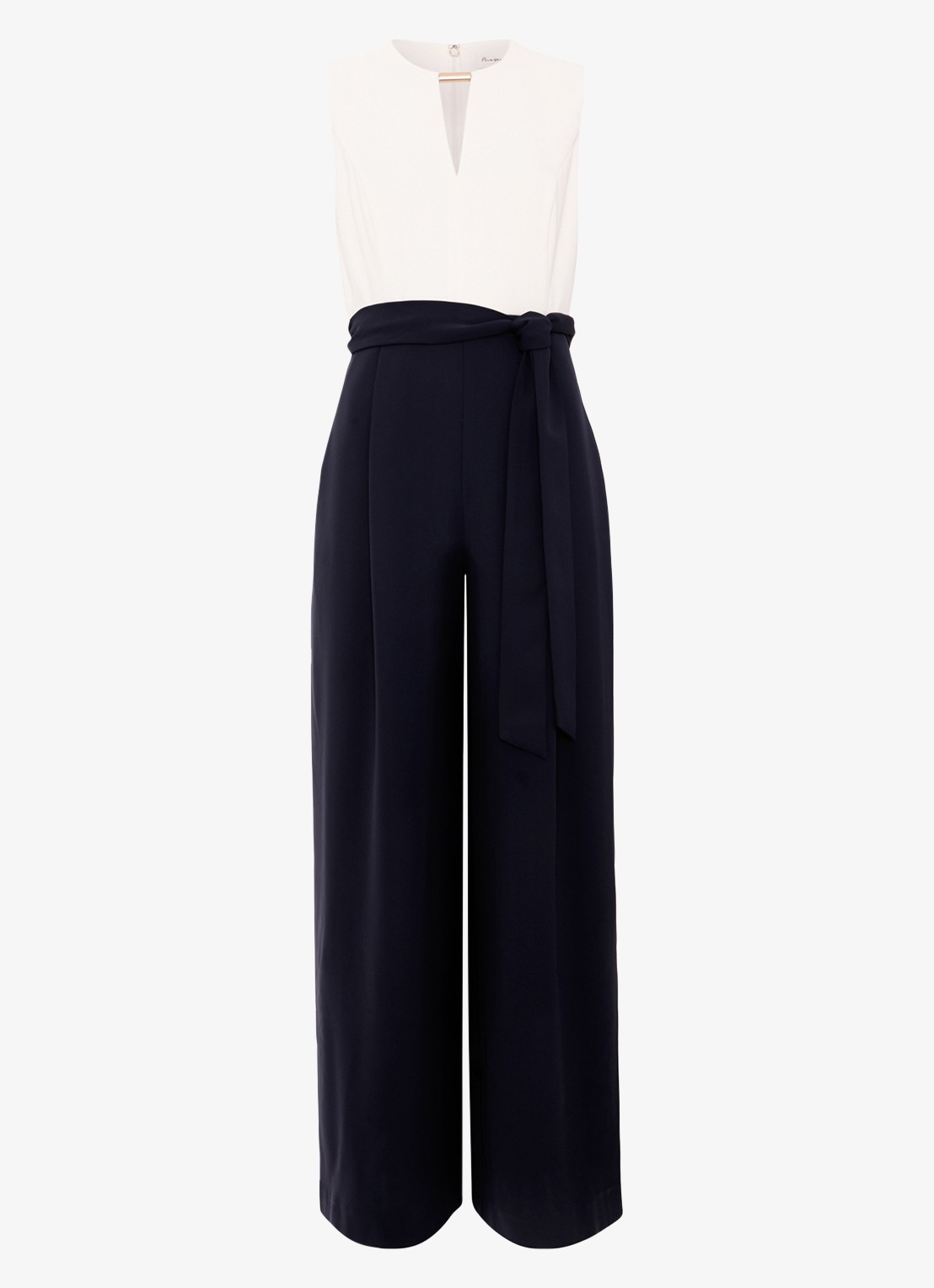 Phase Eight Brylee jumpsuit met strikceintuur - voorkant 7 donkerblauw
