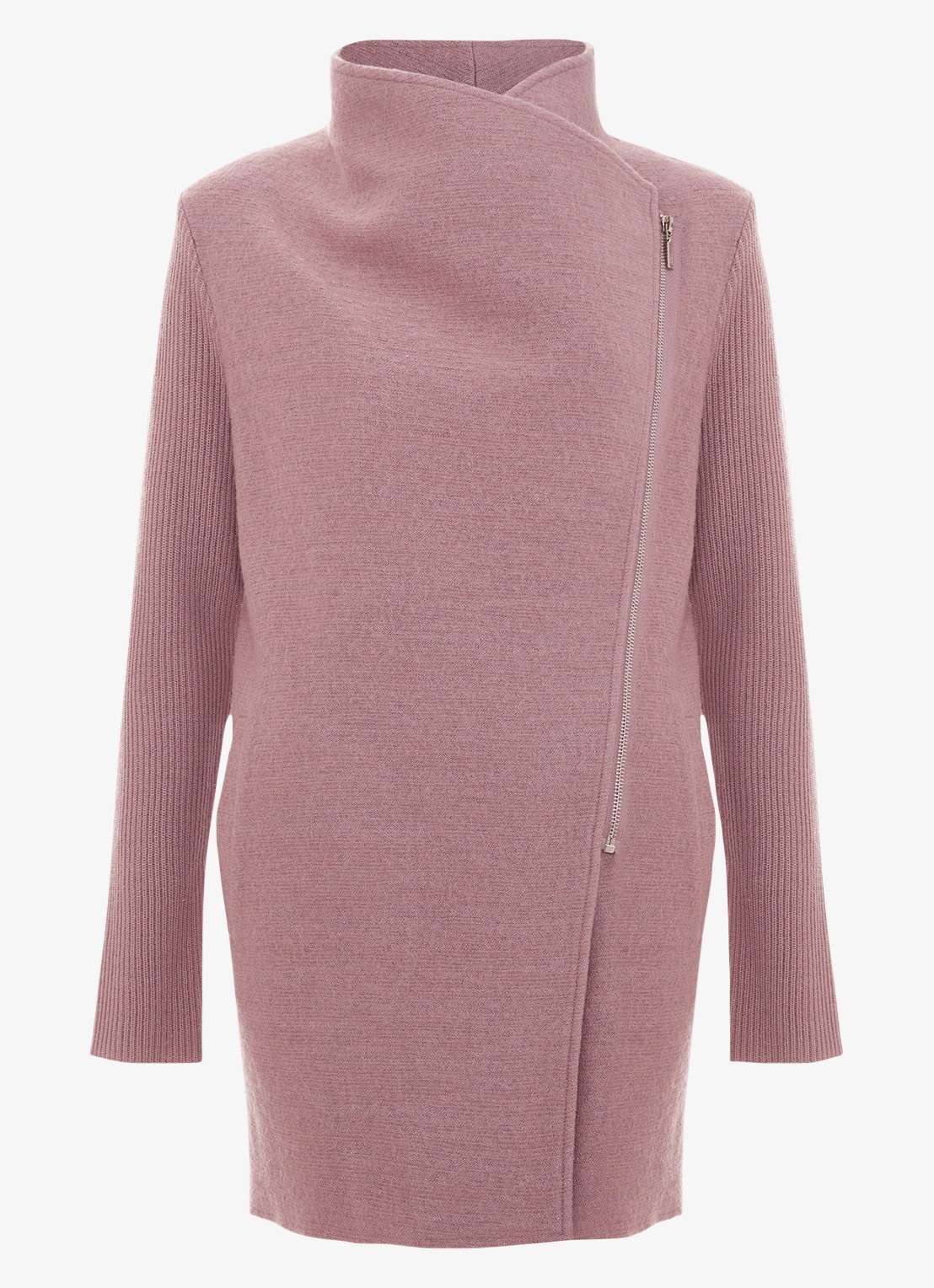 Phase Eight Byanca fijngebreid vest in wolblend - voorkant 2 oudroze