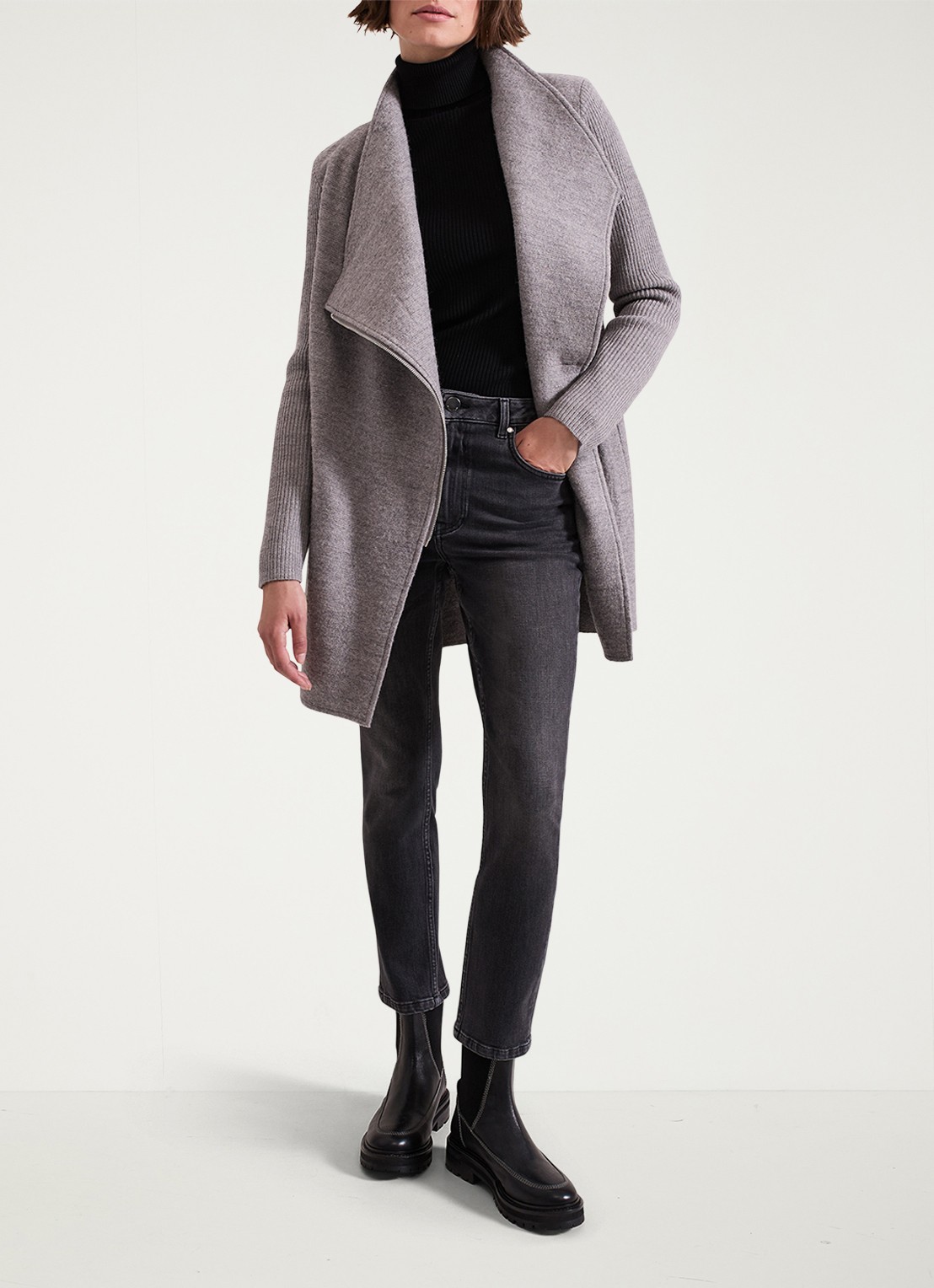 Phase Eight Byanca jack in wolblend met col  - voorkant 2 grijs