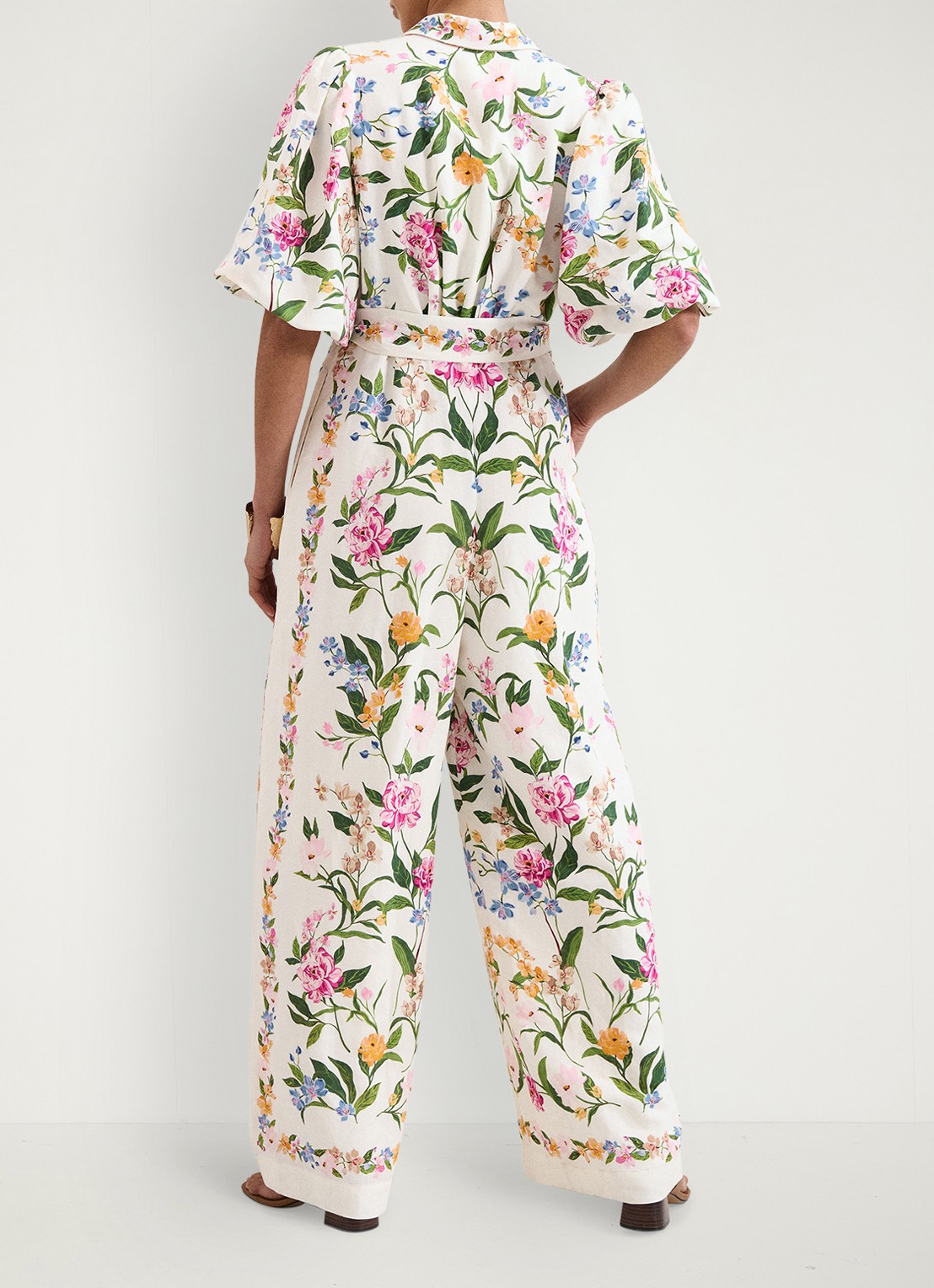 Phase Eight Camilla wide fit jumpsuit in linnenblend - achterkant gebroken wit