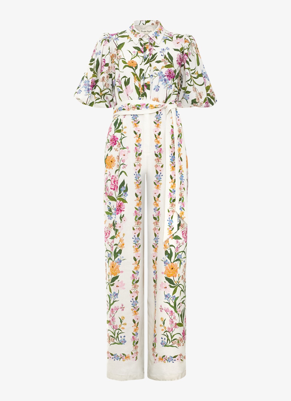 Phase Eight Camilla wide fit jumpsuit in linnenblend - voorkant 7 gebroken wit