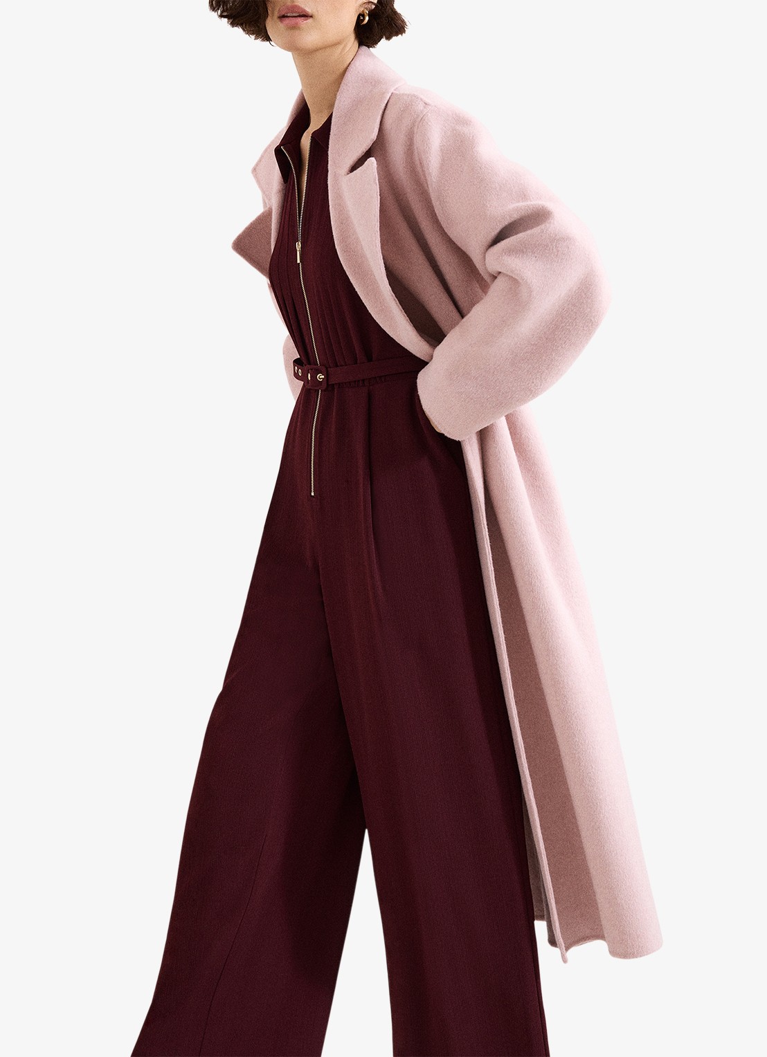 Phase Eight Candice jumpsuit met pofmouw - detail 3 bordeauxrood