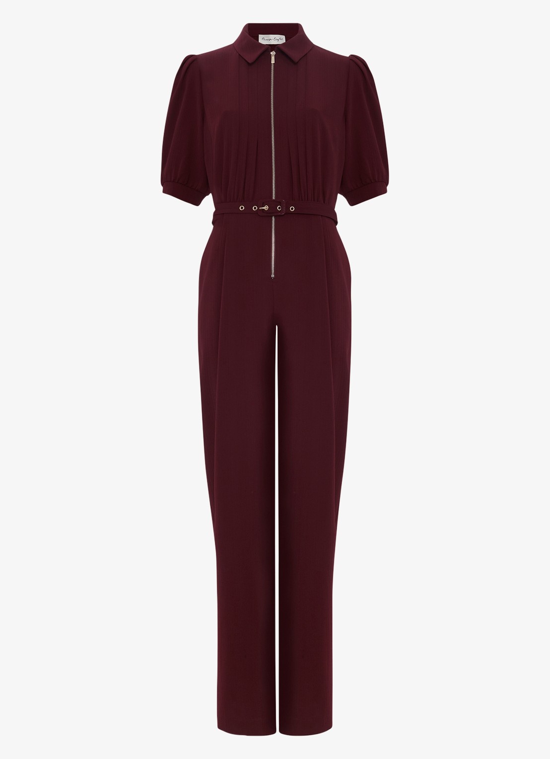 Phase Eight Candice jumpsuit met pofmouw - voorkant 7 bordeauxrood