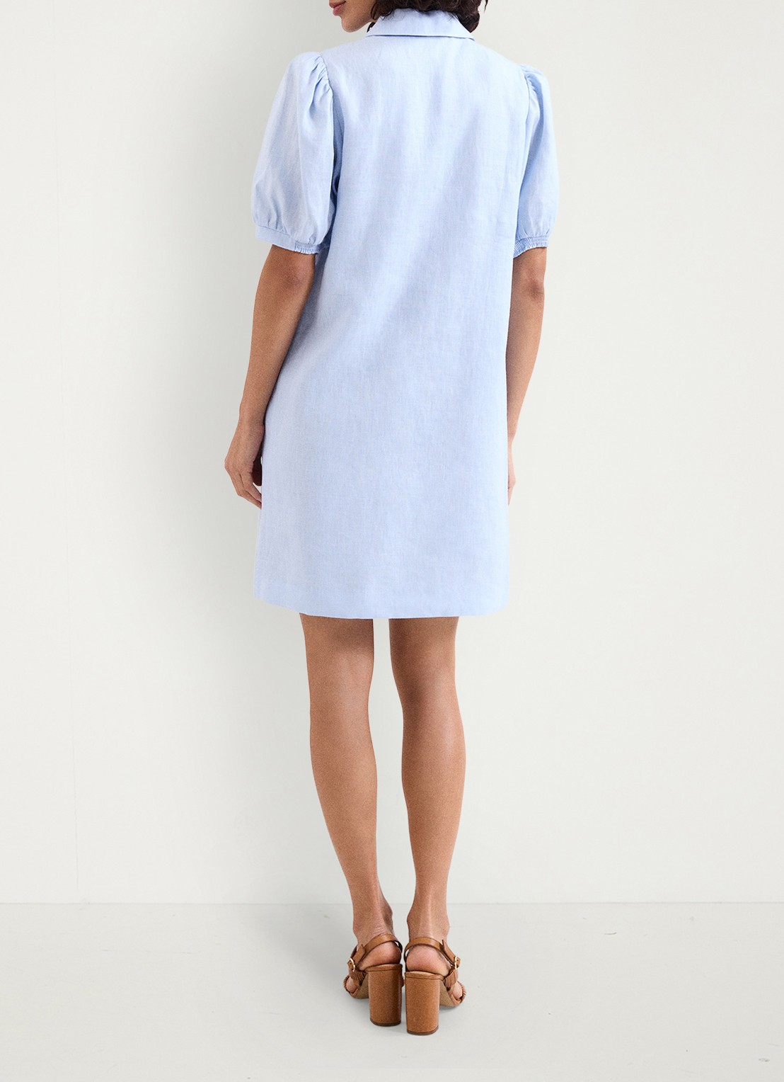 Phase Eight Candice mini blousejurk in linnenblend - achterkant lichtblauw