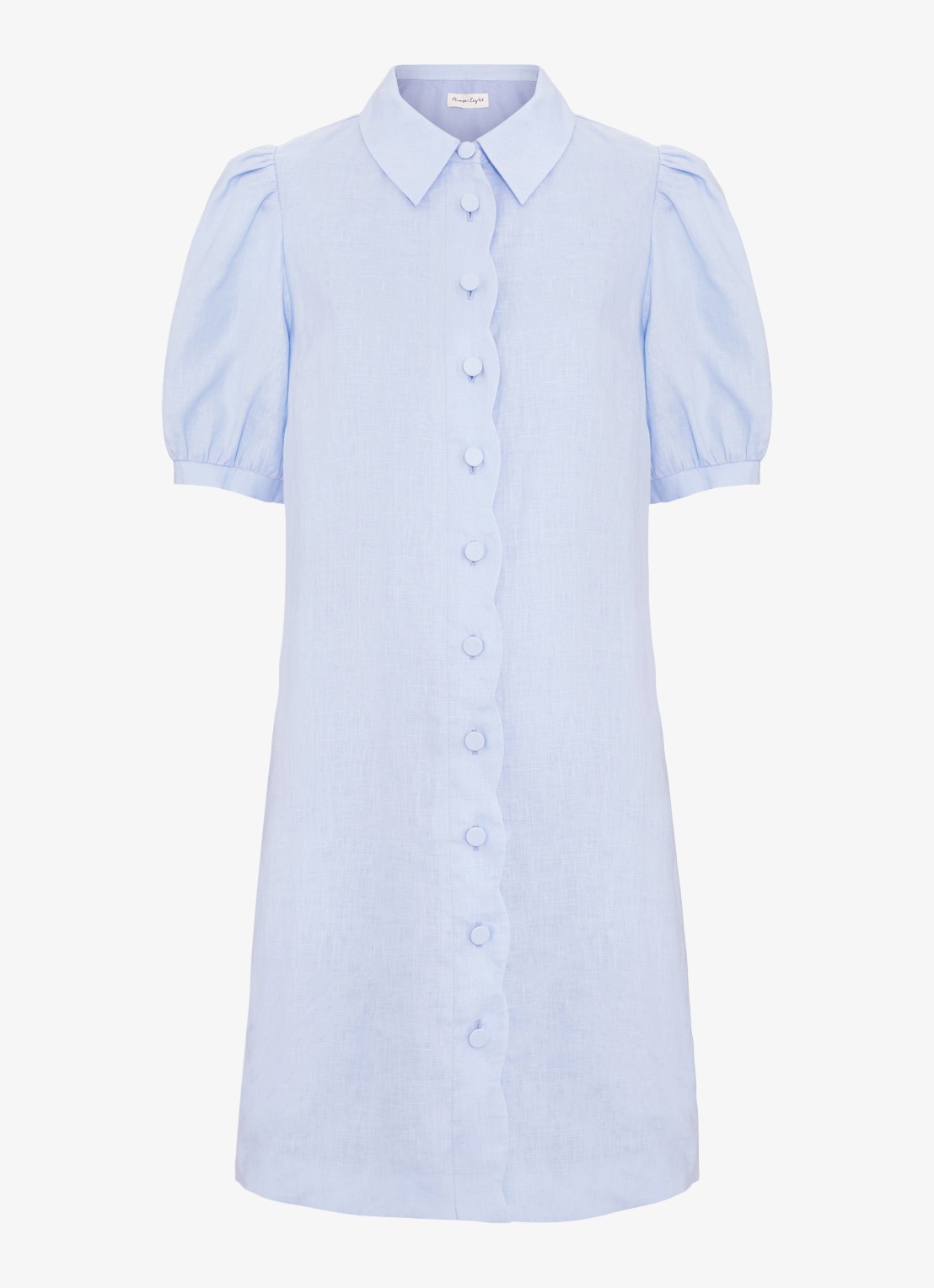 Phase Eight Candice mini blousejurk in linnenblend - voorkant 6 lichtblauw