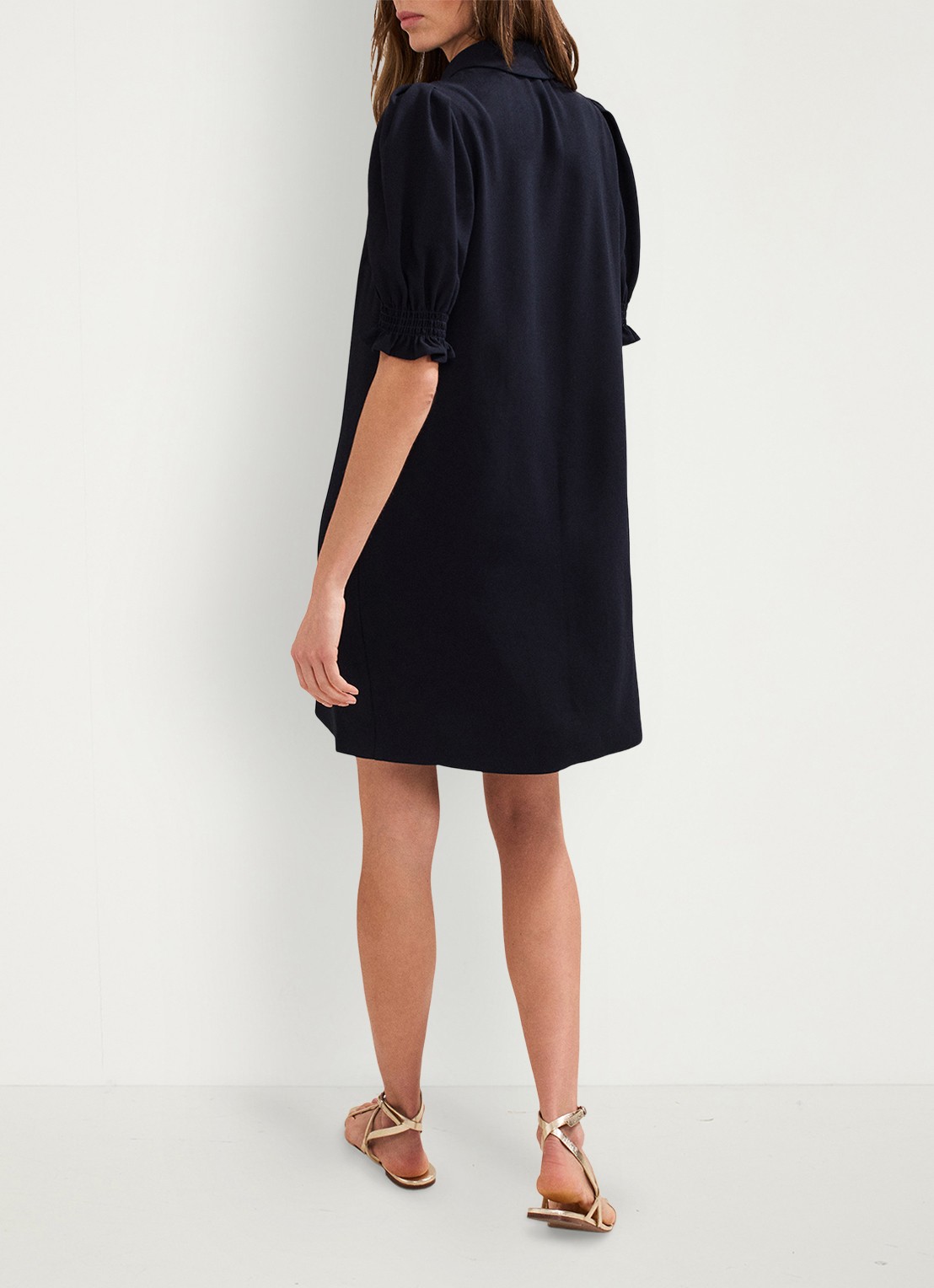 Phase Eight Candice mini blousejurk met kraag - achterkant donkerblauw