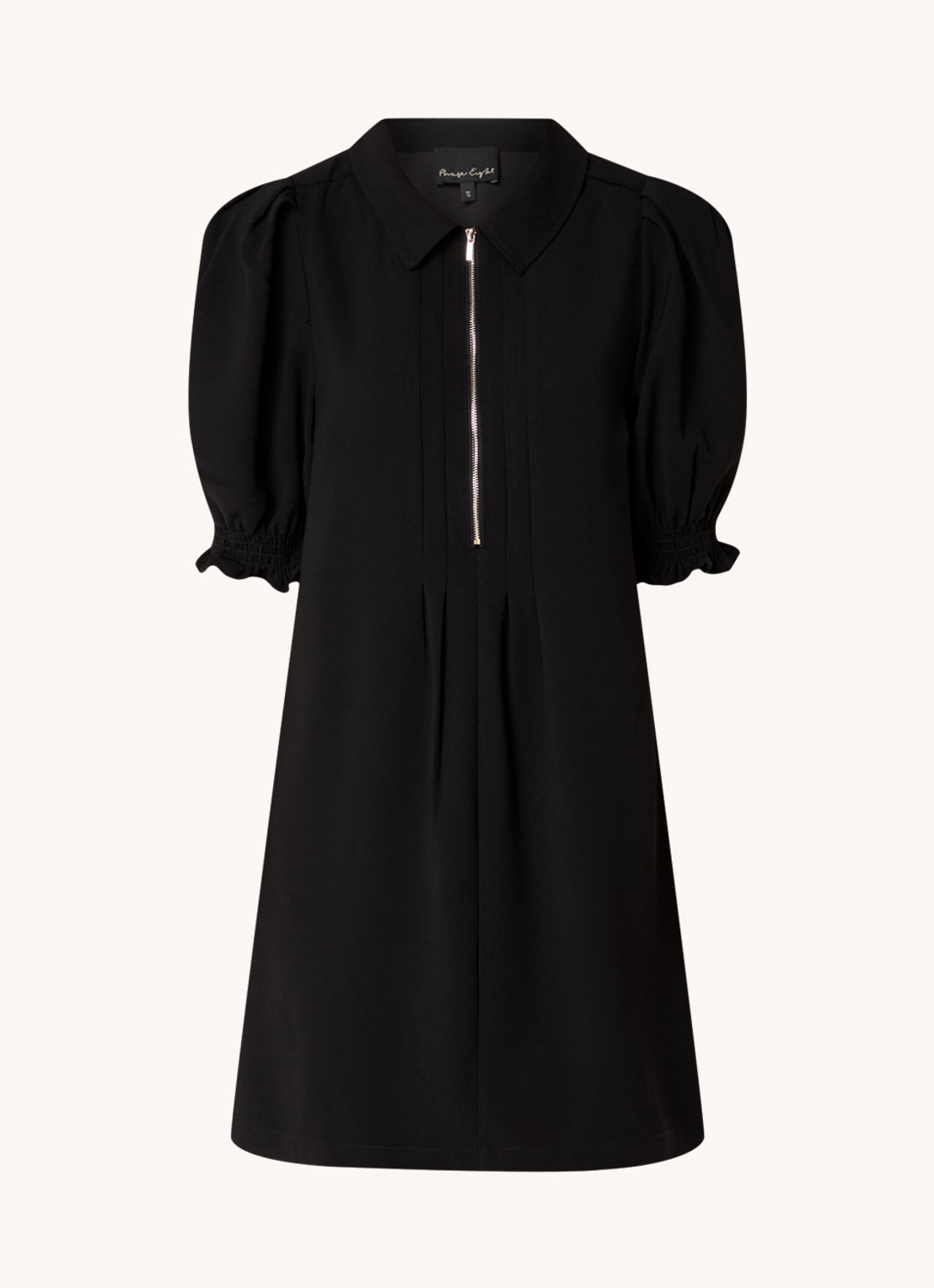 Phase Eight Candice mini jurk met pofmouw en steekzakken - voorkant 3 zwart