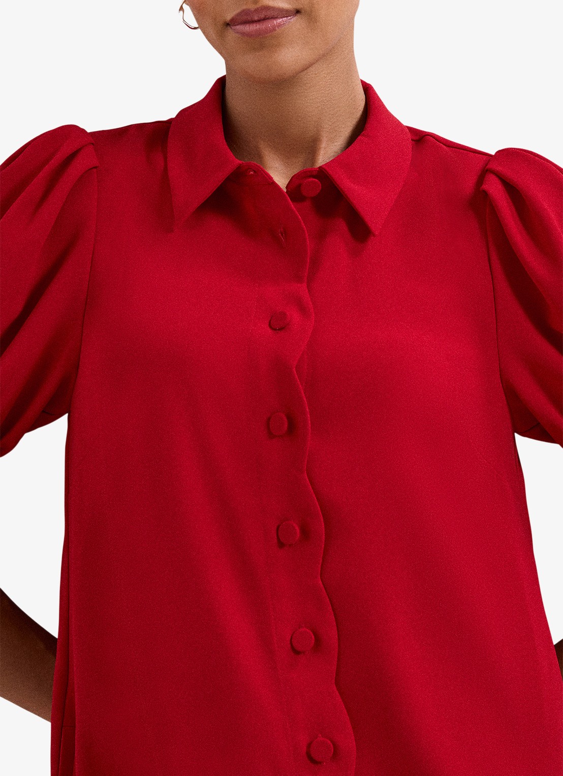 Phase Eight Candice mini jurk met pofmouw - detail 3 rood