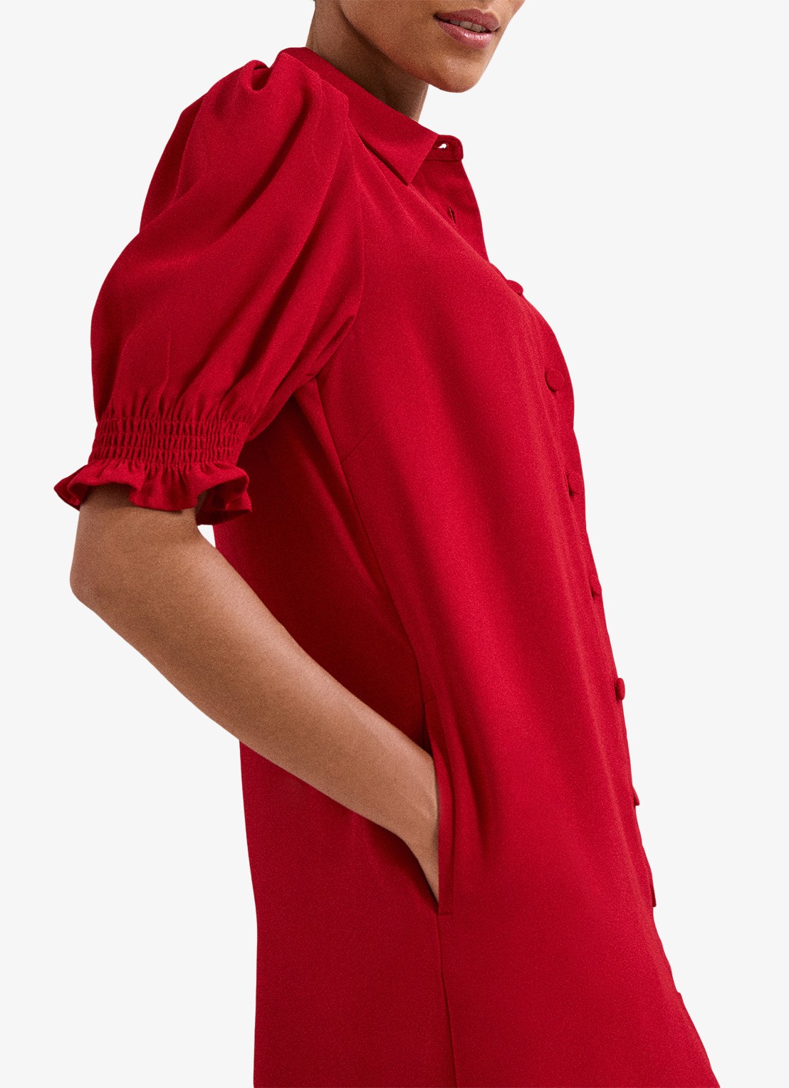 Phase Eight Candice mini jurk met pofmouw - detail 4 rood