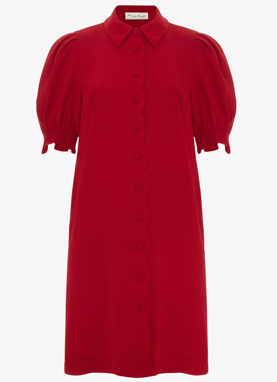 Phase Eight Candice mini jurk met pofmouw - voorkant 7 rood