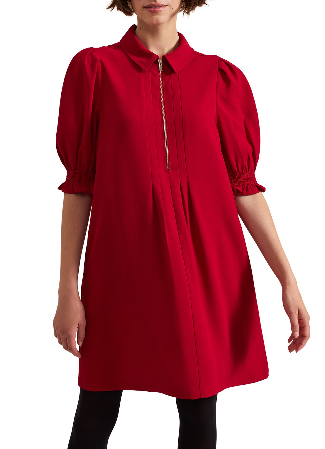 Phase Eight Candice mini tuniekjurk met pofmouw  - detail 3 rood