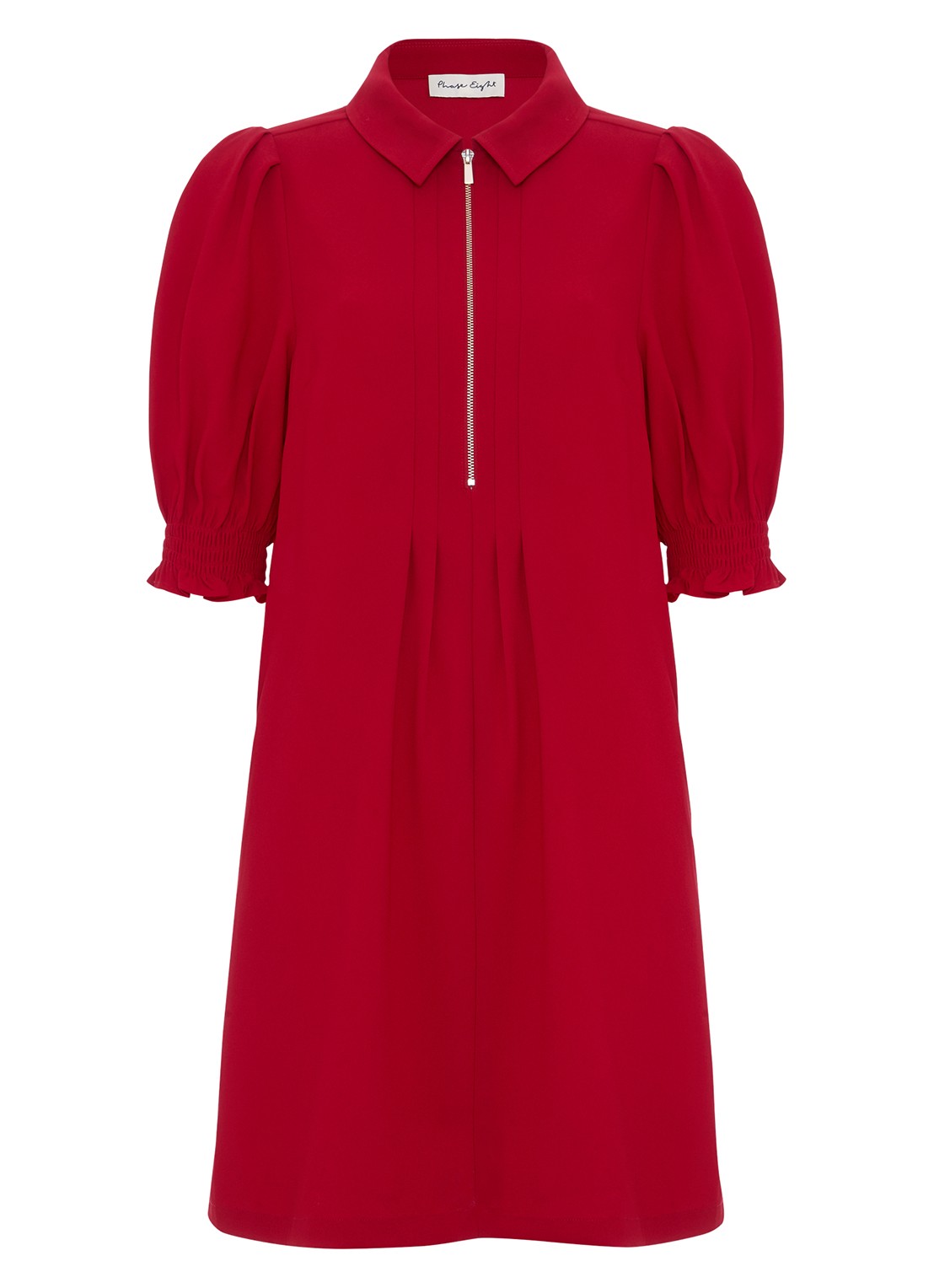 Phase Eight Candice mini tuniekjurk met pofmouw  - voorkant rood