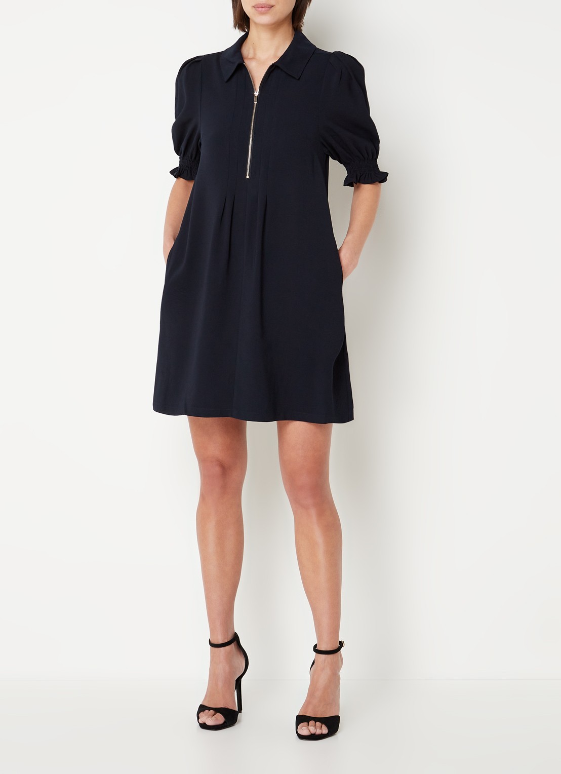 Phase Eight Candice Zip Dress Navy 08 - voorkant 2 donkerblauw