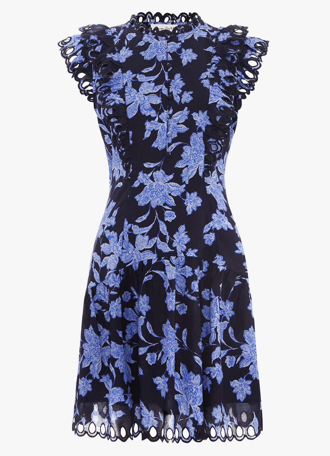 Phase Eight Caraline mini jurk met bloemenprint - voorkant donkerblauw