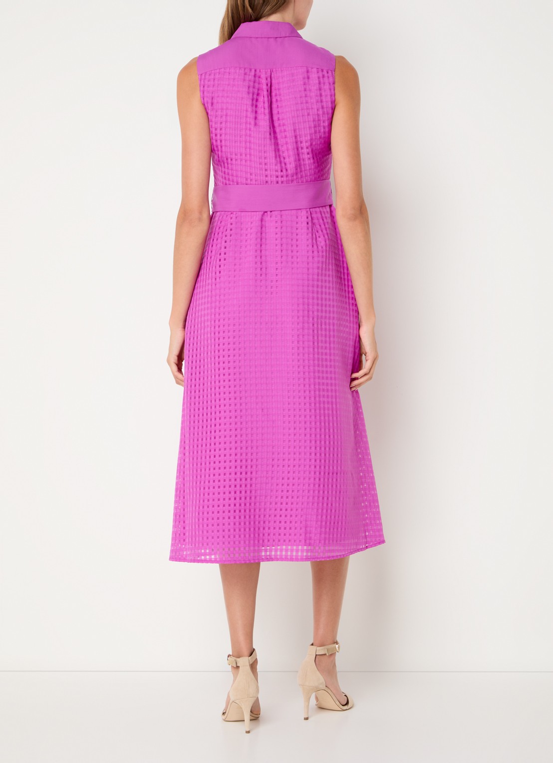 Phase Eight Carey midi blousejurk met structuur en strikceintuur - achterkant 4 paars