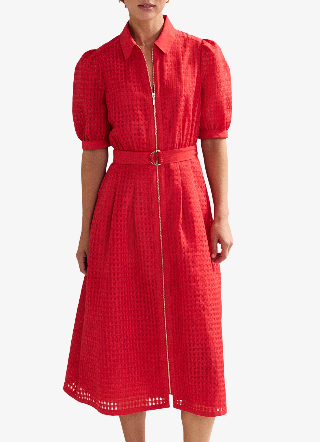 Phase Eight Carey midi jurk met ruitdessin - detail 4 koraalrood