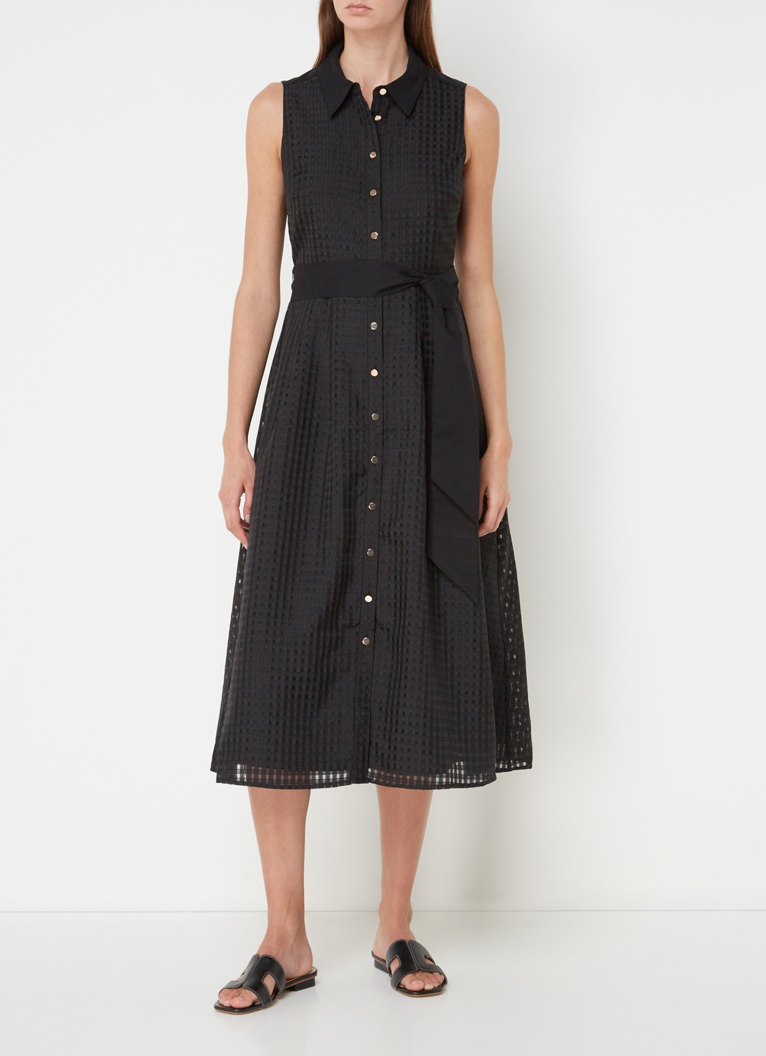 Phase Eight Carey midi jurk met strikceintuur - detail 4 zwart