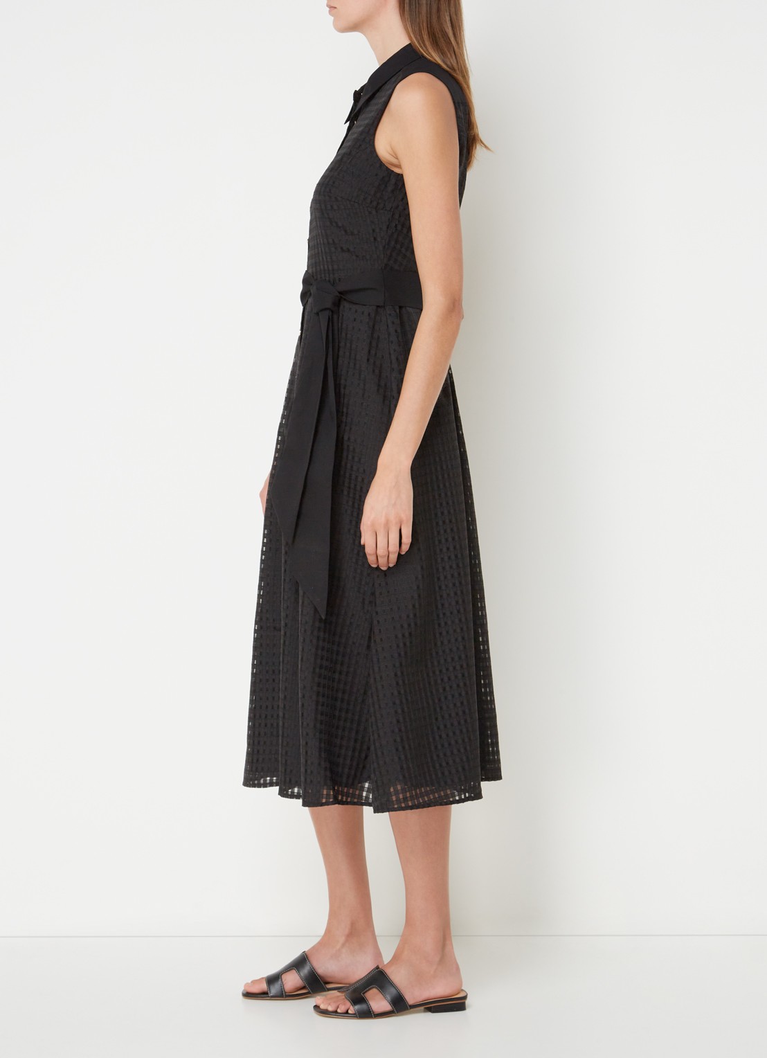 Phase Eight Carey midi jurk met strikceintuur - voorkant 3 zwart