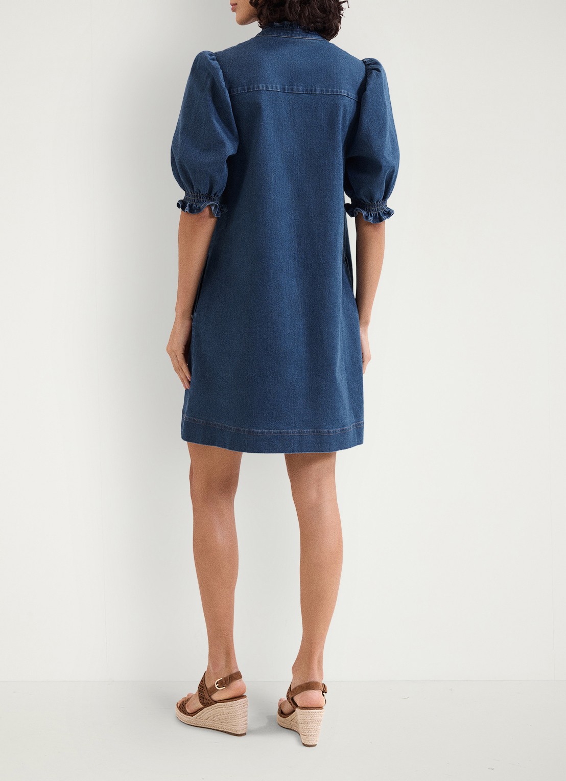 Phase Eight Carly mini tuniekjurk met pofmouw - achterkant indigo