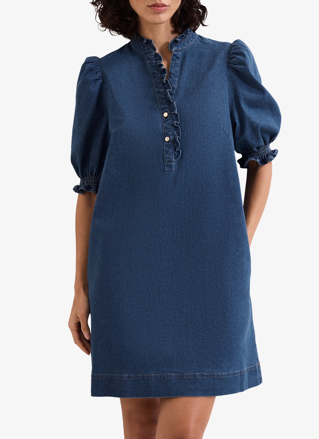 Phase Eight Carly mini tuniekjurk met pofmouw - detail 2 indigo