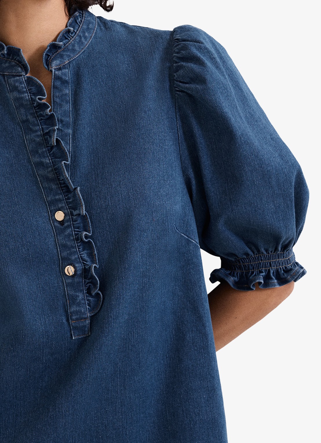 Phase Eight Carly mini tuniekjurk met pofmouw - detail 3 indigo