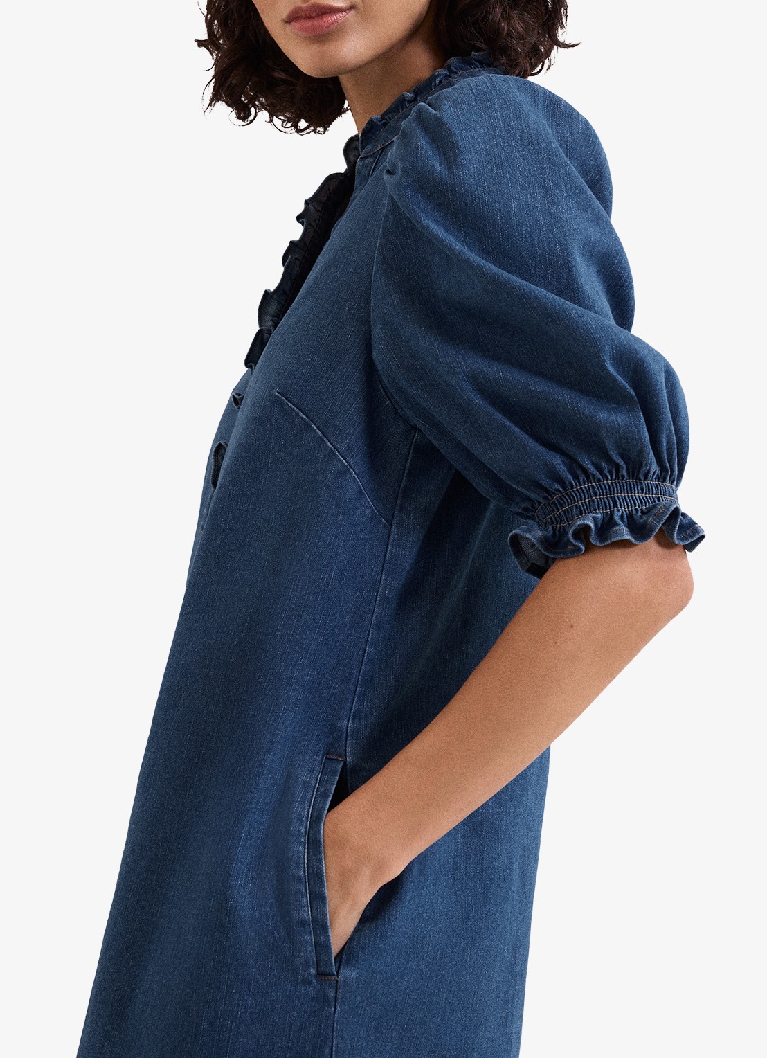 Phase Eight Carly mini tuniekjurk met pofmouw - detail 4 indigo