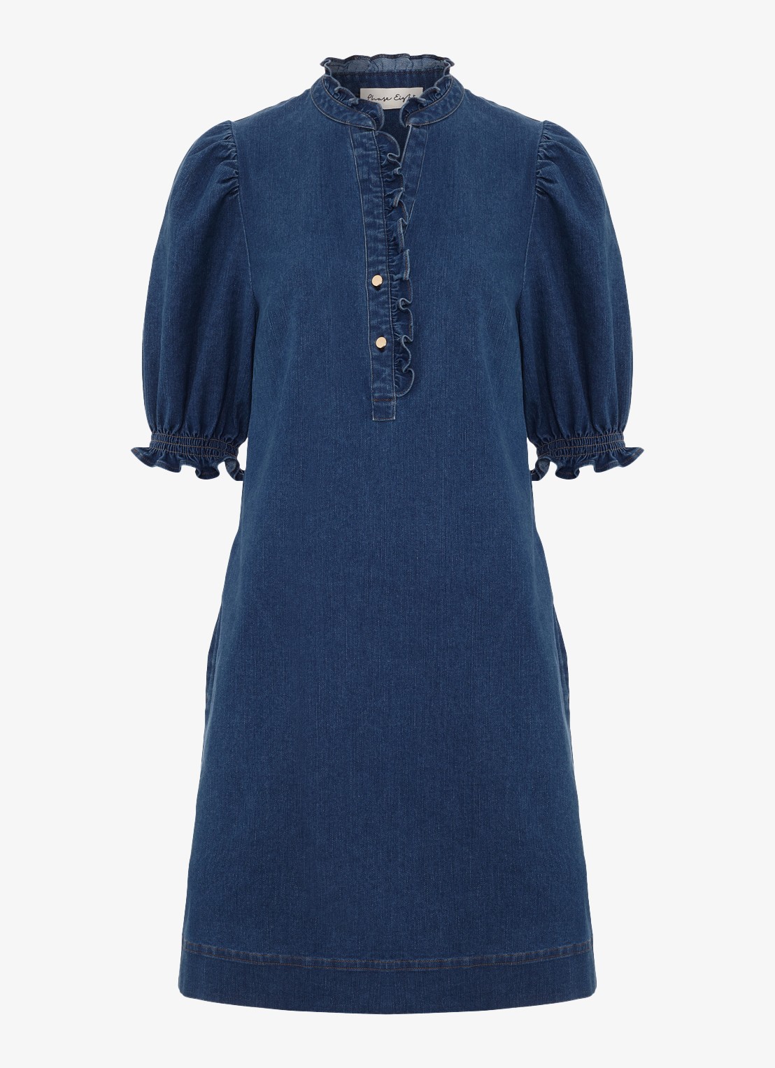 Phase Eight Carly mini tuniekjurk met pofmouw - voorkant 7 indigo