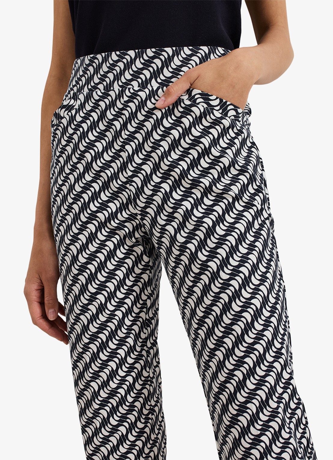Phase Eight Carmella high waist slim fit cropped pantalon met grafische print - detail 5 donkerblauw