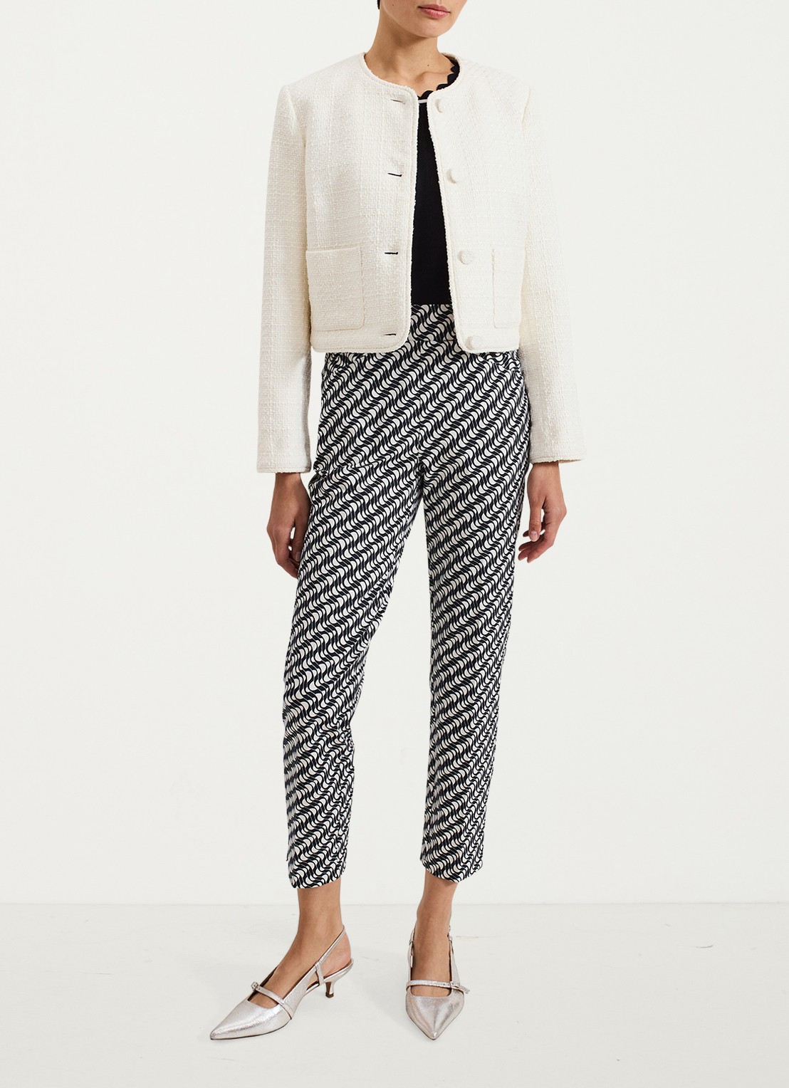 Phase Eight Carmella high waist slim fit cropped pantalon met grafische print - detail 7 donkerblauw