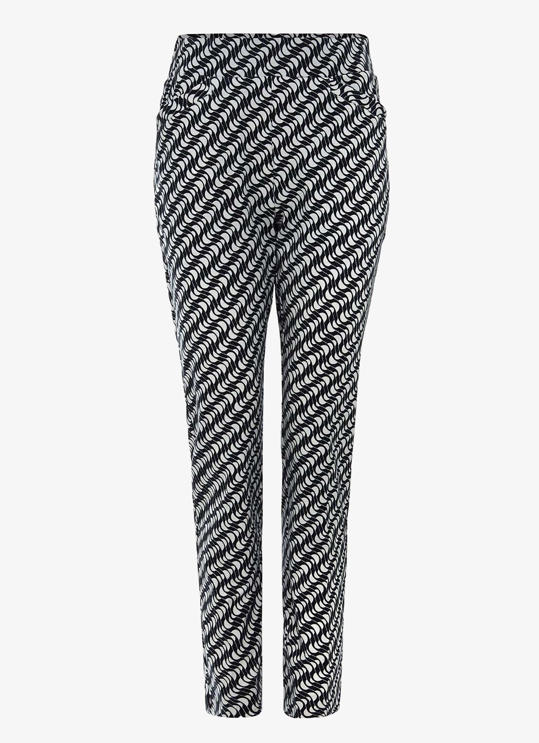 Phase Eight Carmella high waist slim fit cropped pantalon met grafische print - voorkant 2 donkerblauw