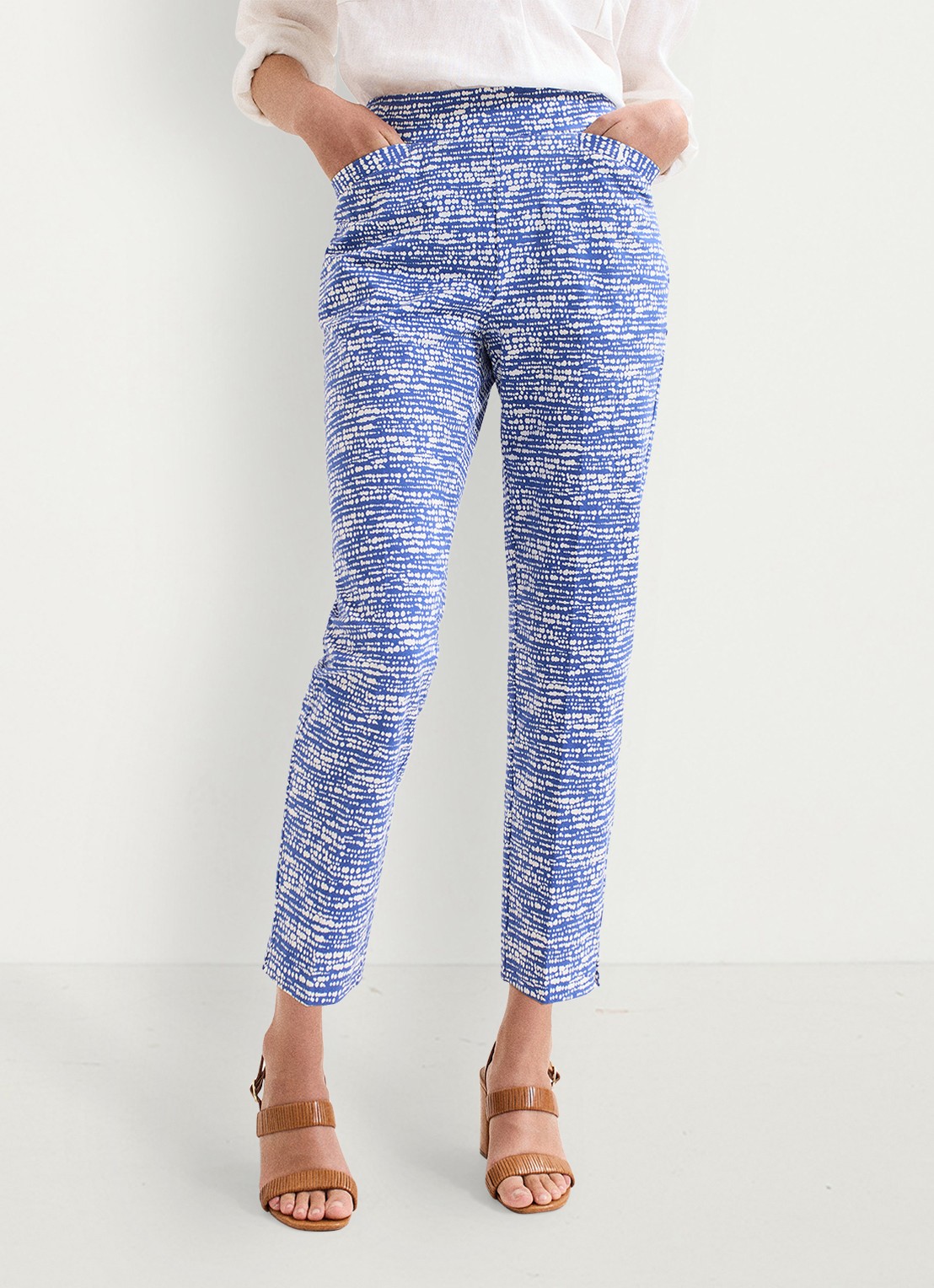 Phase Eight Carmella high waist slim fit cropped pantalon met grafische print - detail 4 donkerblauw