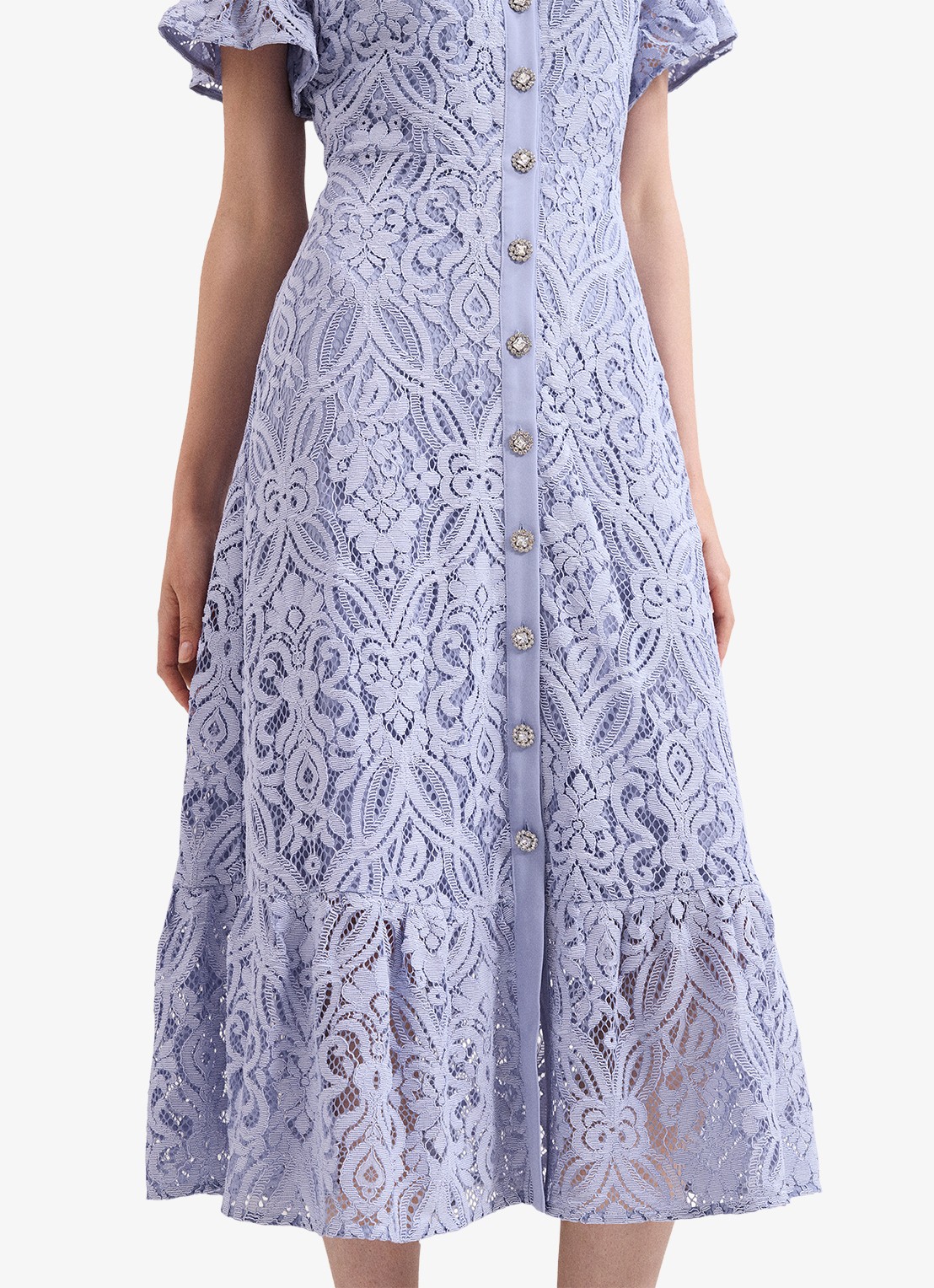 Phase Eight Carmine midi blousejurk met details van kant - detail 6 lichtblauw