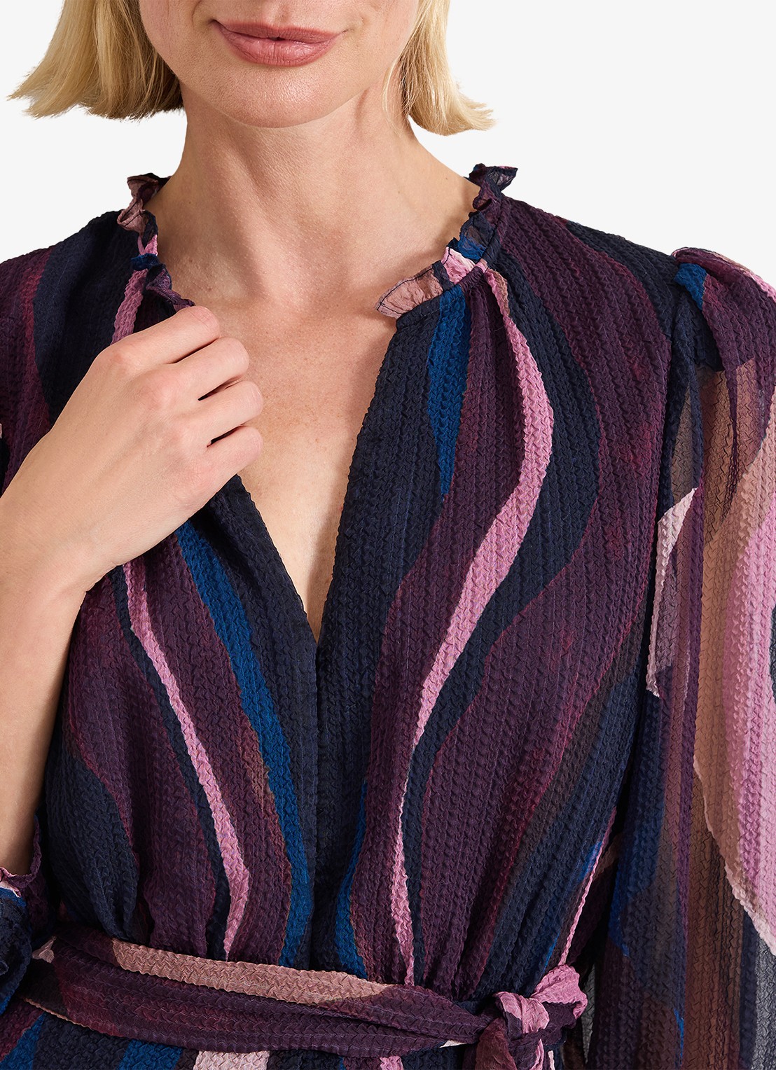 Phase Eight Carra midi jurk met grafische print - detail 2 paars