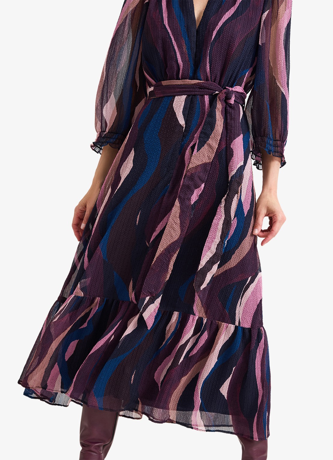 Phase Eight Carra midi jurk met grafische print - detail 4 paars