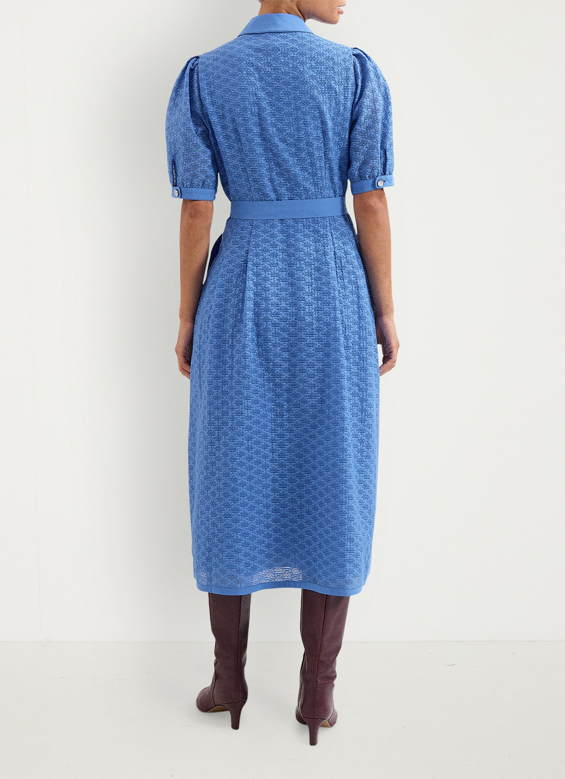 Phase Eight Casey midi jurk met ceintuur - achterkant 3 blauw
