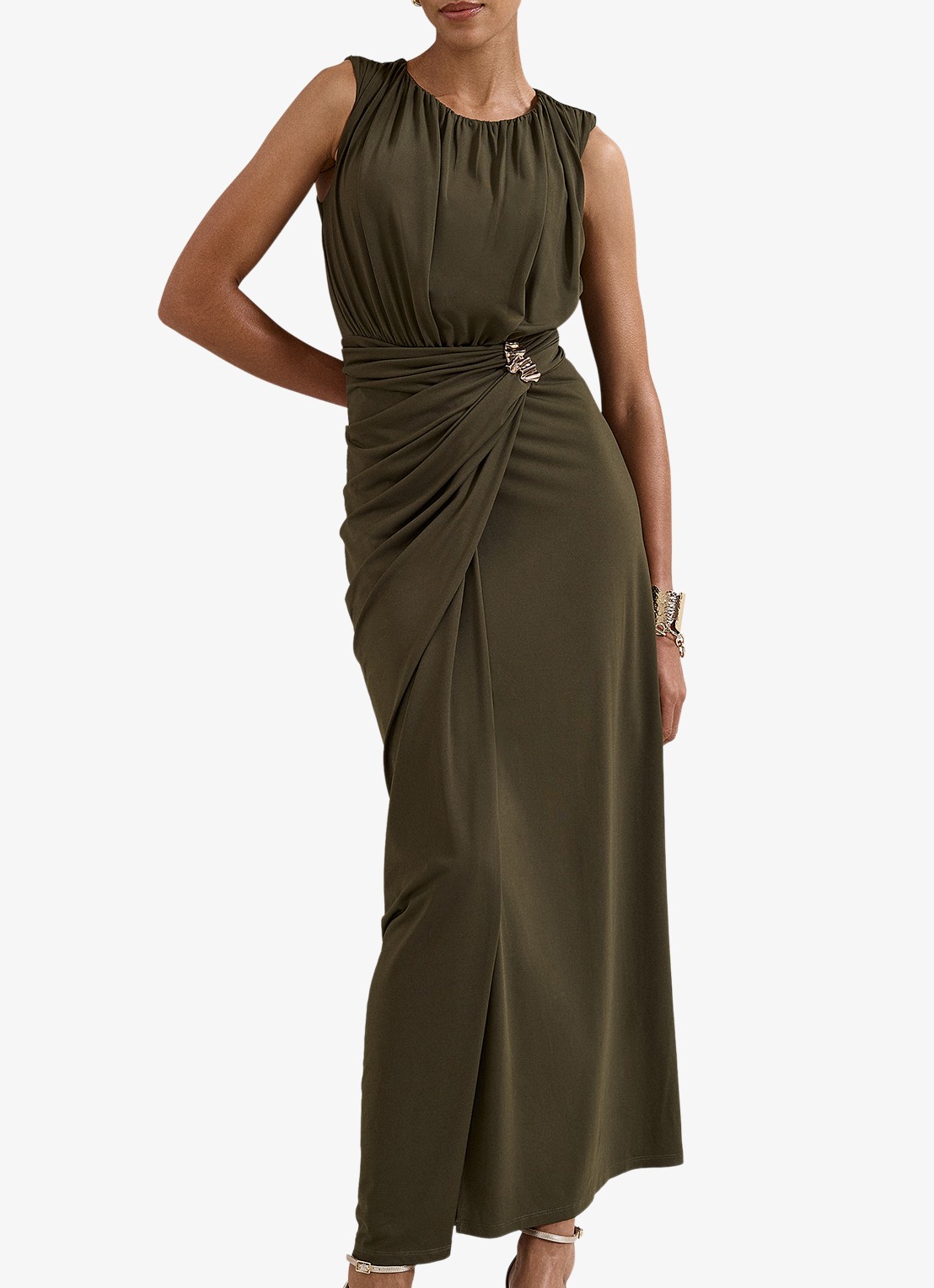 Phase Eight Cassidy maxi jurk met plooidetail - detail 2 groen