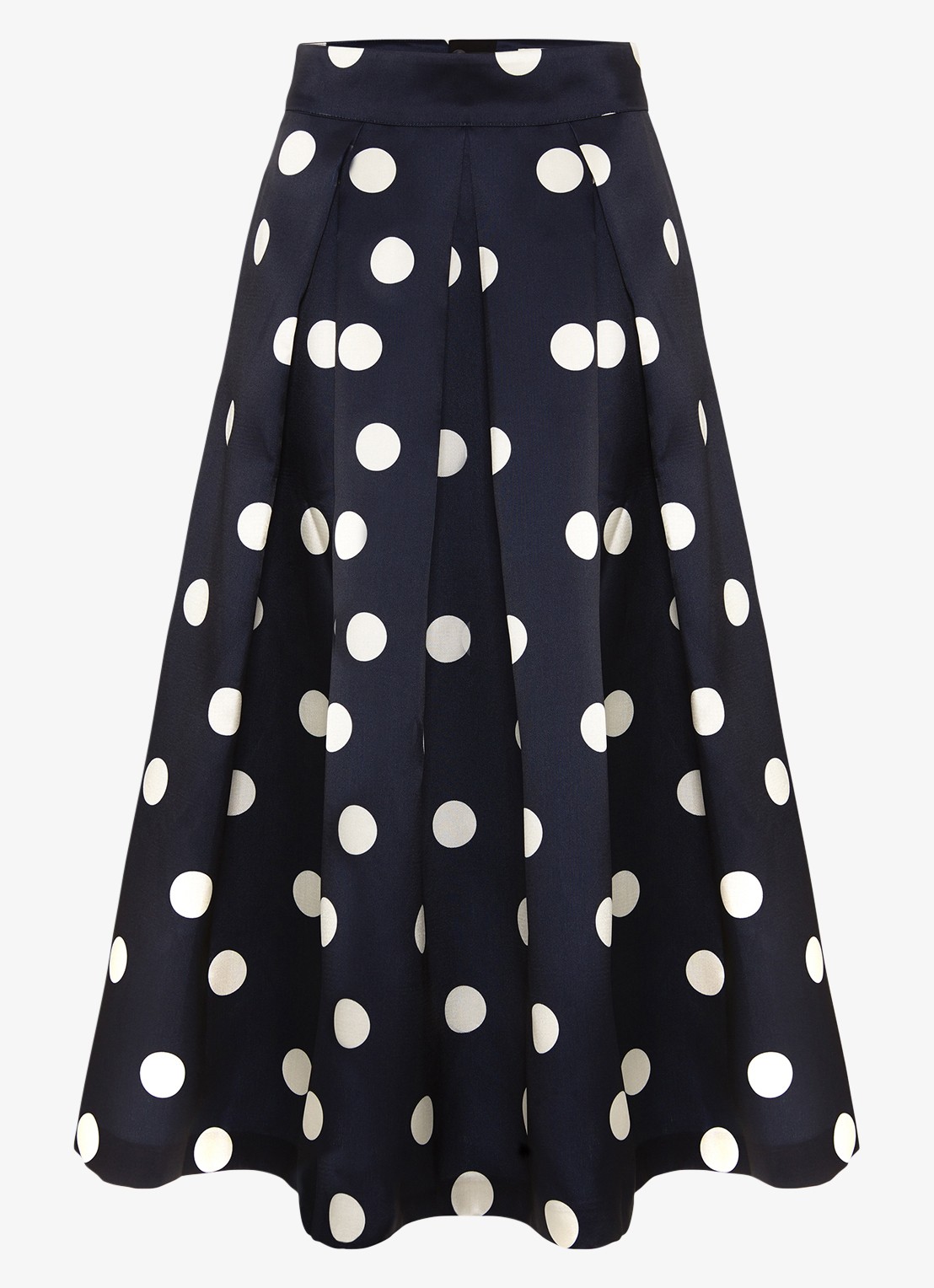 Phase Eight Celeste midi rok met stippenprint - voorkant 7 donkerblauw