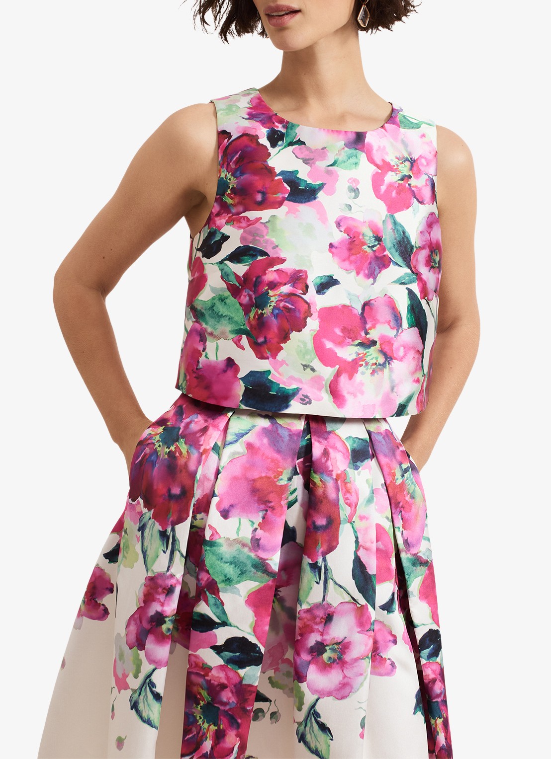 Phase Eight Celeste mouwloze top met bloemenprint - detail 2 roze