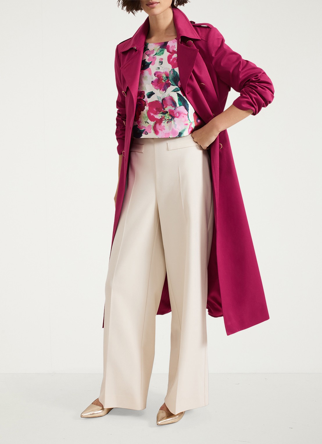 Phase Eight Celeste mouwloze top met bloemenprint - voorkant 8 roze
