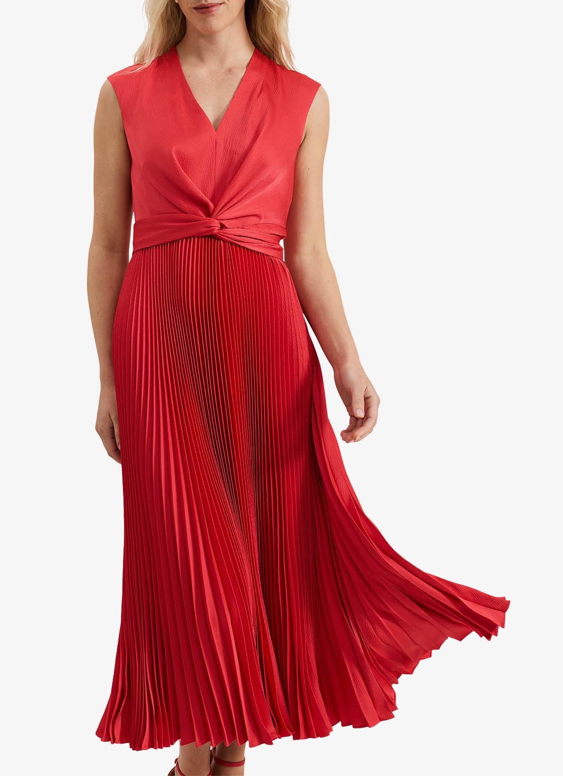 Phase Eight Celestia midi jurk met plissé en strikdetail - detail 4 rood