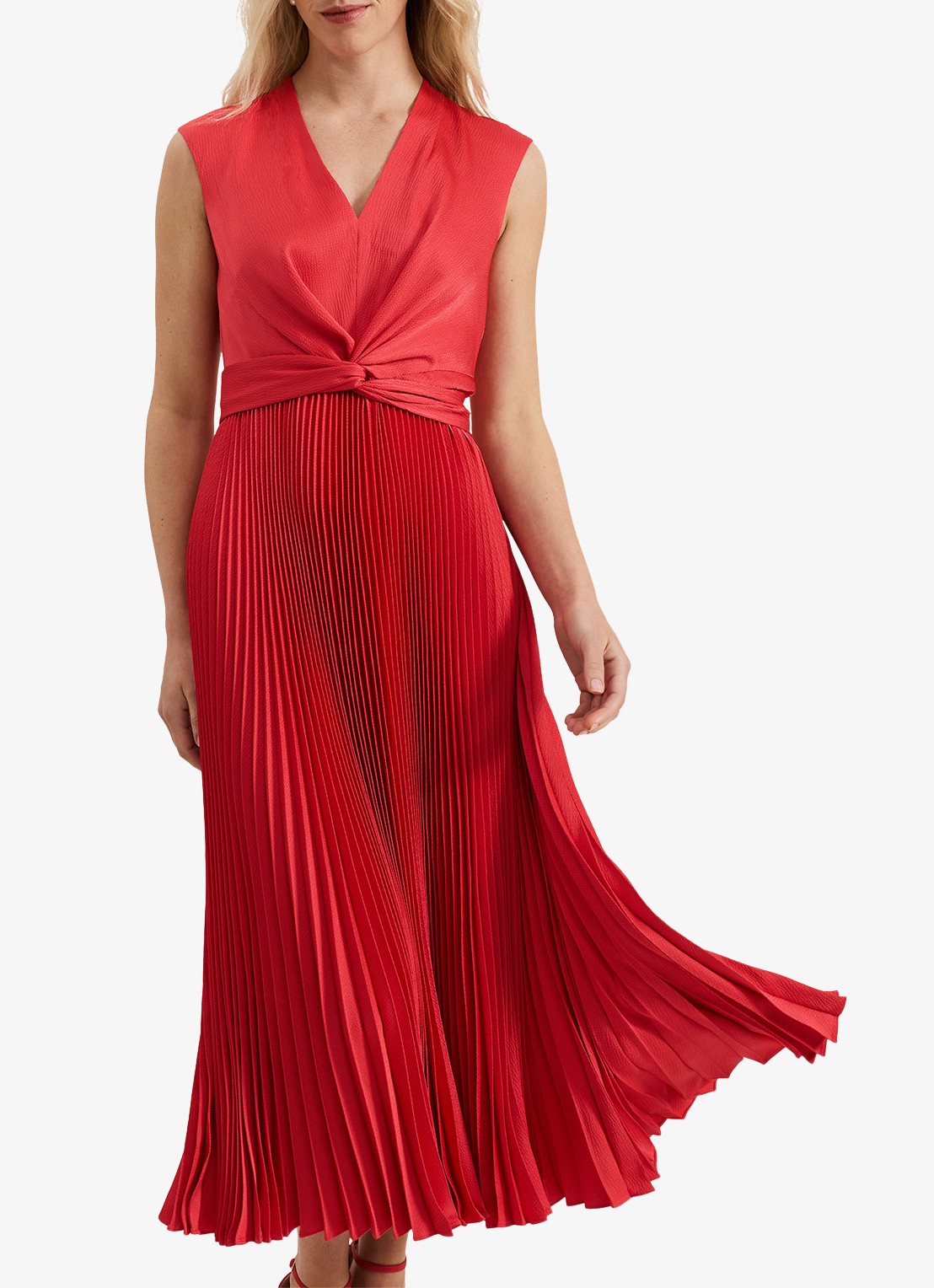 Phase Eight Celestia midi jurk met plissé en strikdetail - detail 4 rood