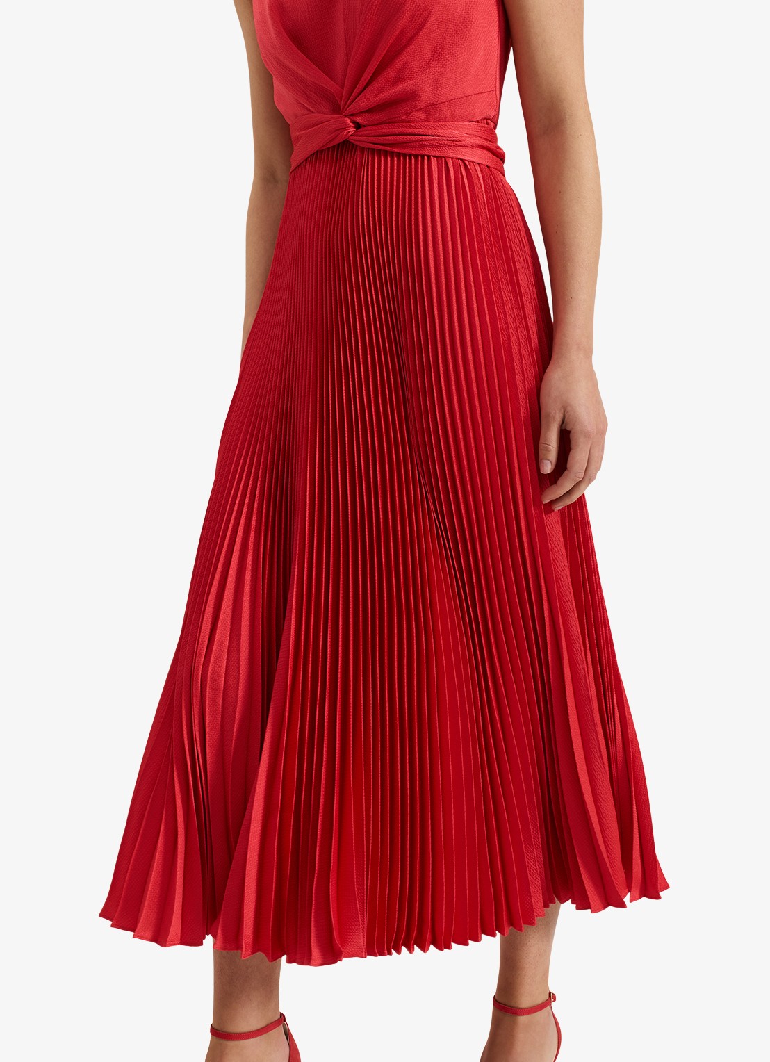 Phase Eight Celestia midi jurk met plissé en strikdetail - detail 6 rood