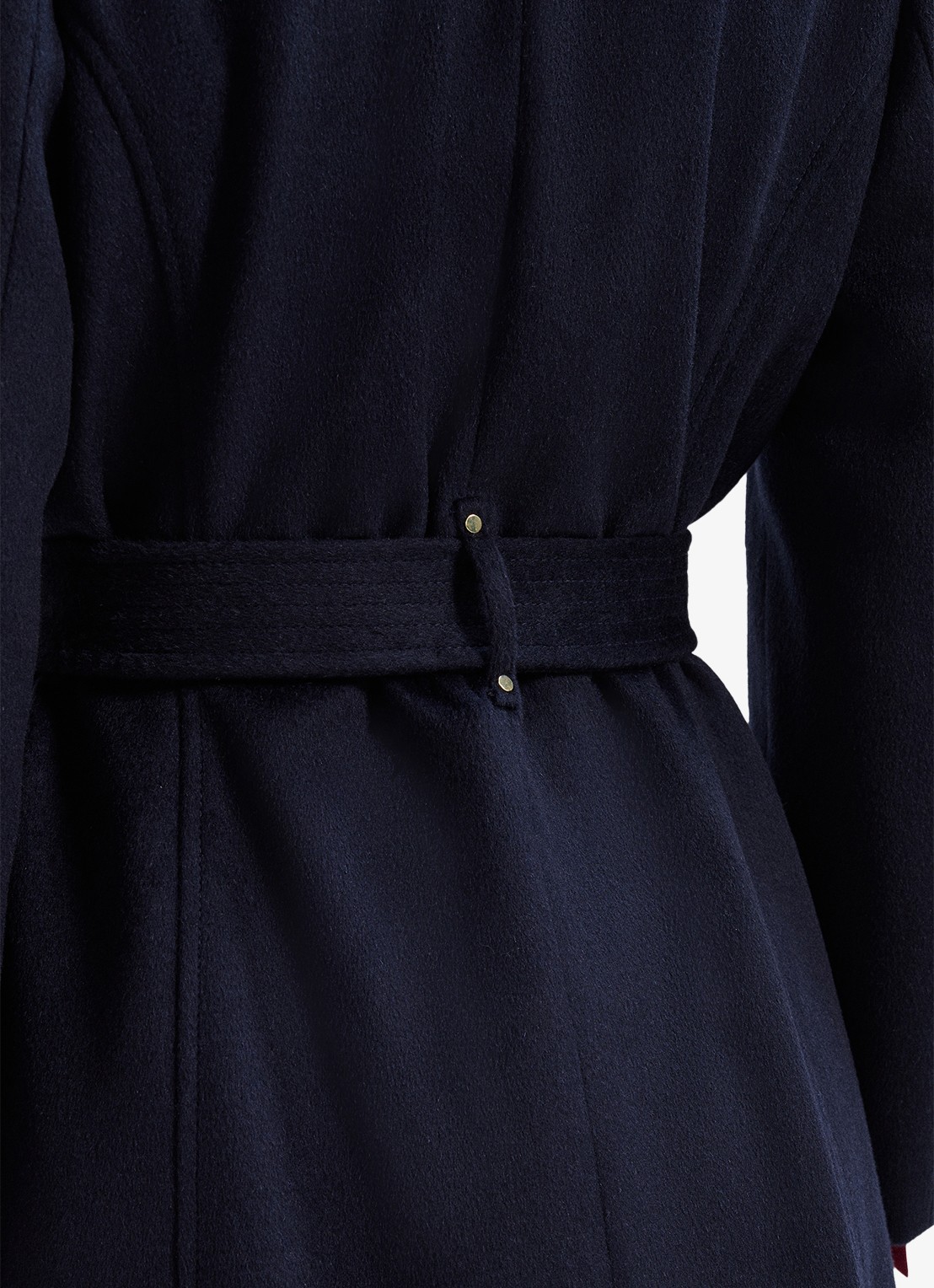 Phase Eight Charlotte mantel in wolblend met strikceintuur - detail 5 donkerblauw